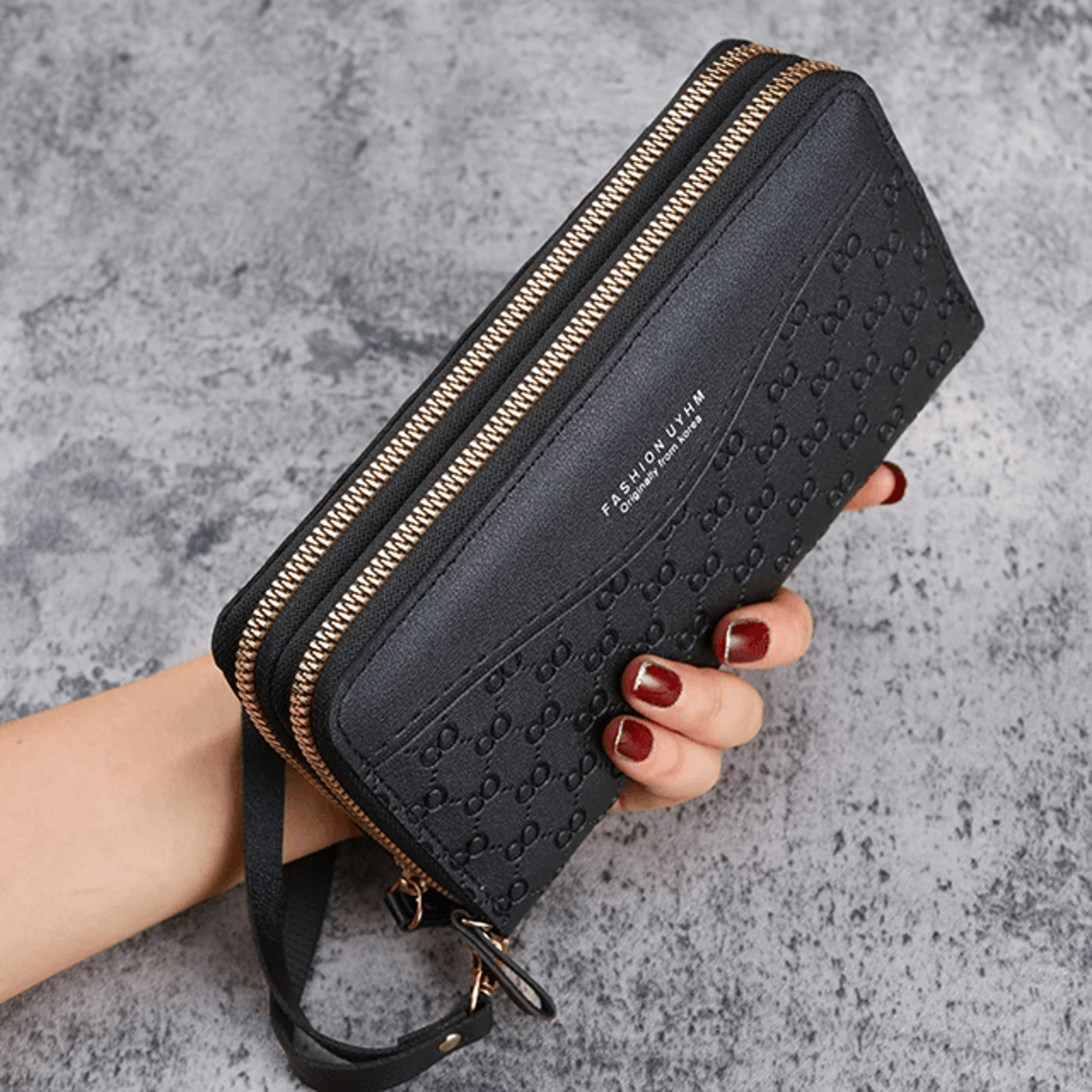 Eleganzia Womens Long Zipper Wallet With Embossed Design And Large Capacity 0