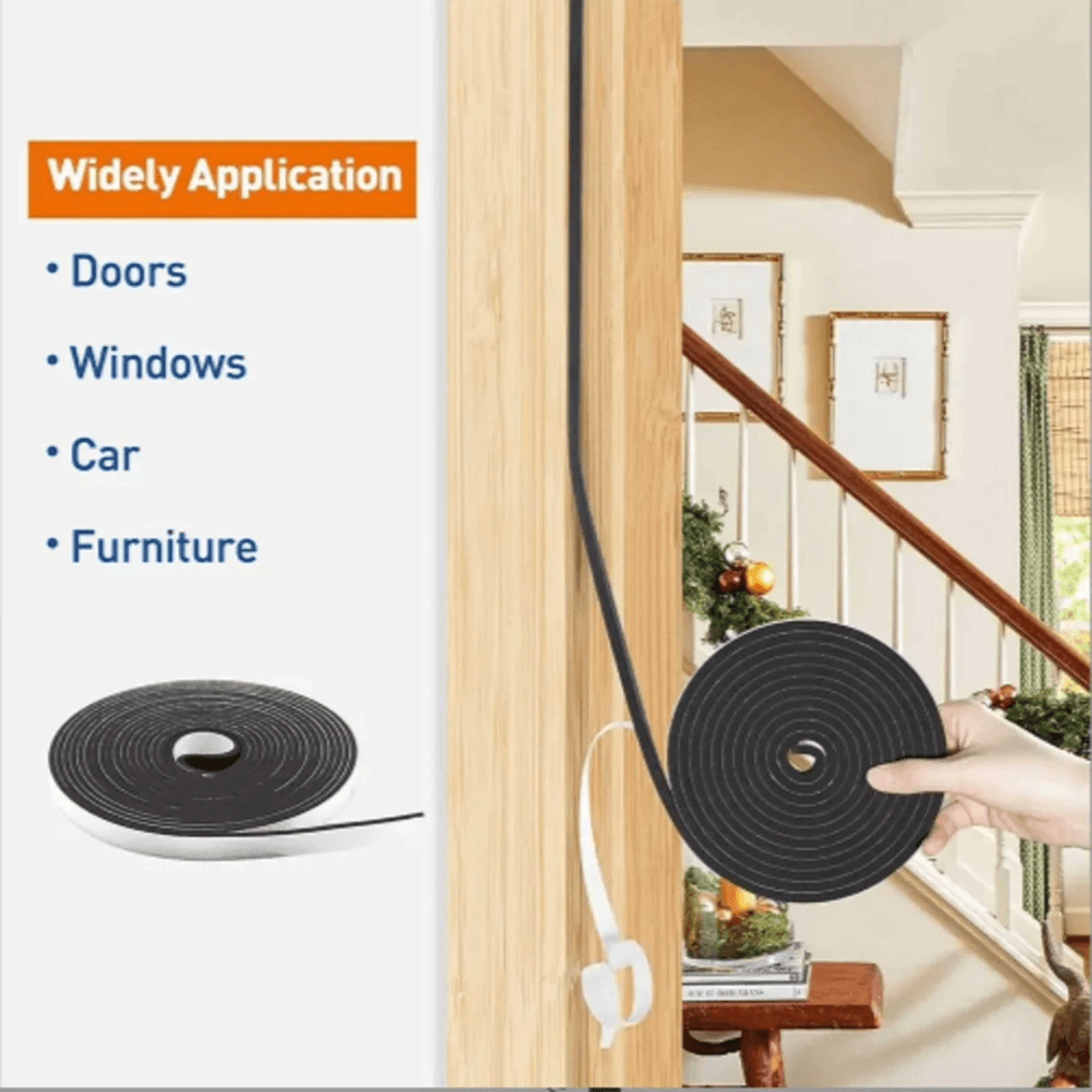 SealPro Foam Door And Window Sealing Strip 4M Self Adhesive Weatherproof Tape 3