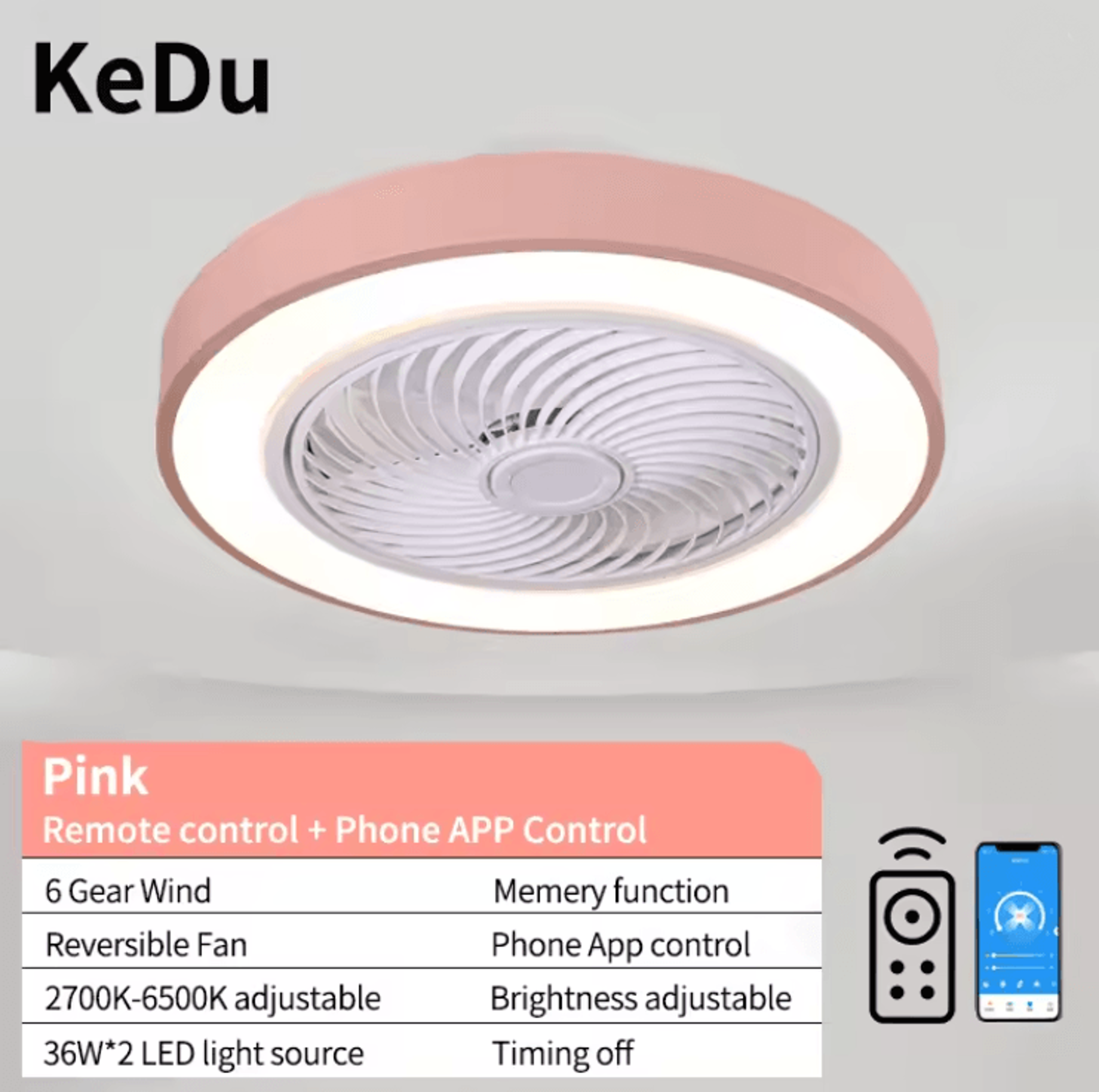 AeroGlow Modern Ceiling Fan Light With Quiet Motor And LED Illumination 9