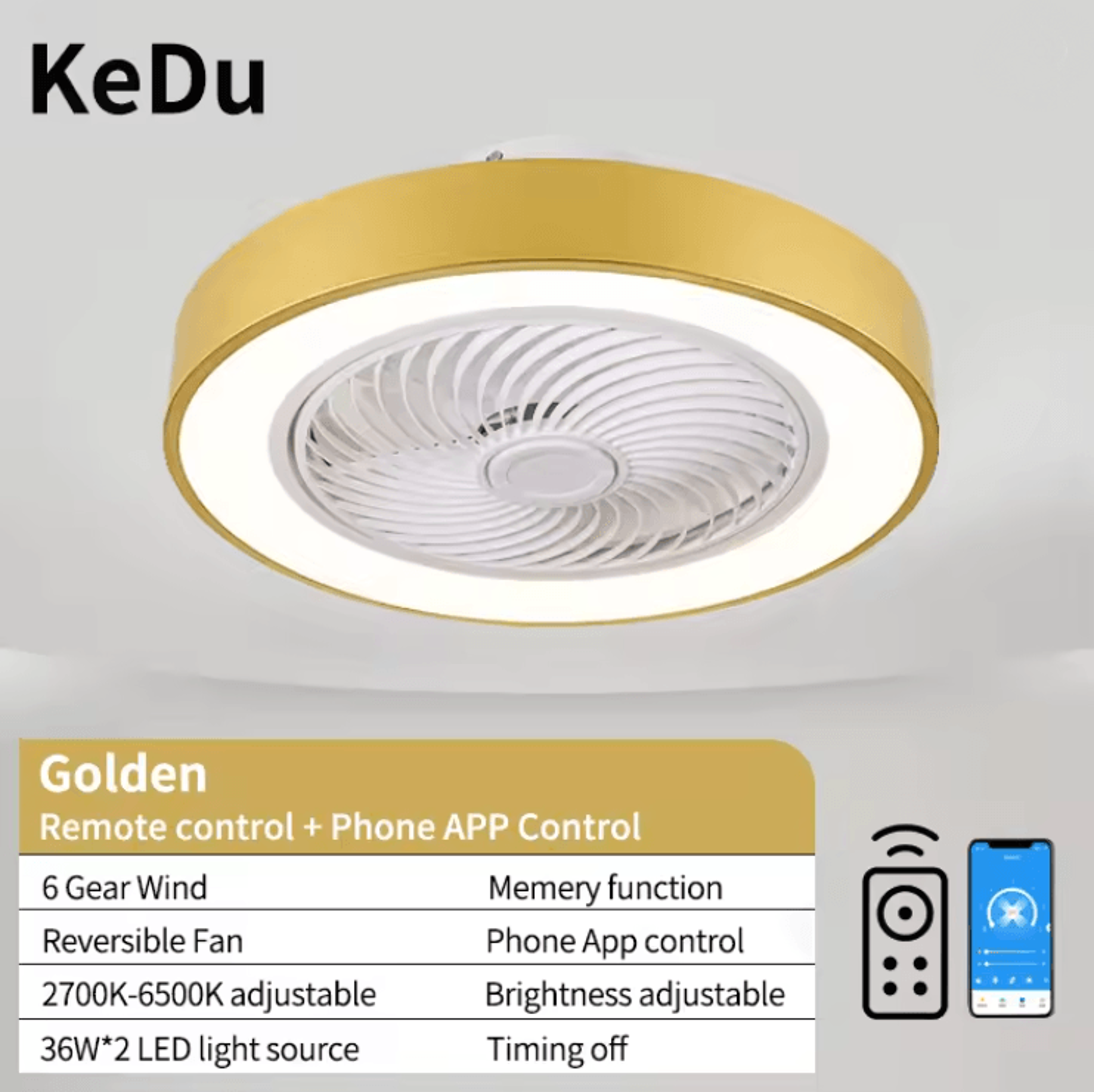 AeroGlow Modern Ceiling Fan Light With Quiet Motor And LED Illumination 4