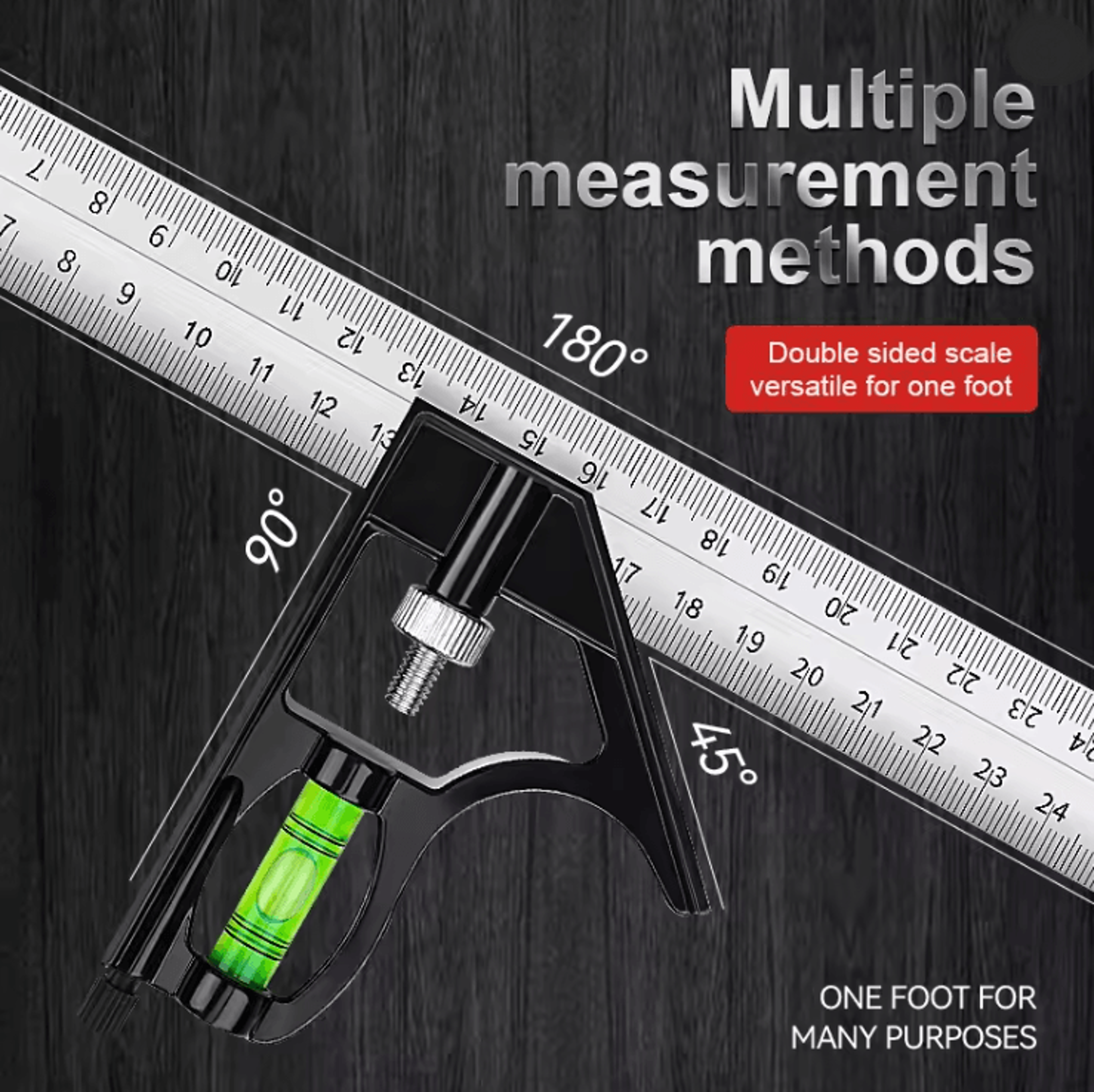 ProMeasure Adjustable Right Angle Ruler And Protractor For Precision Woodworking And Metalwork 0
