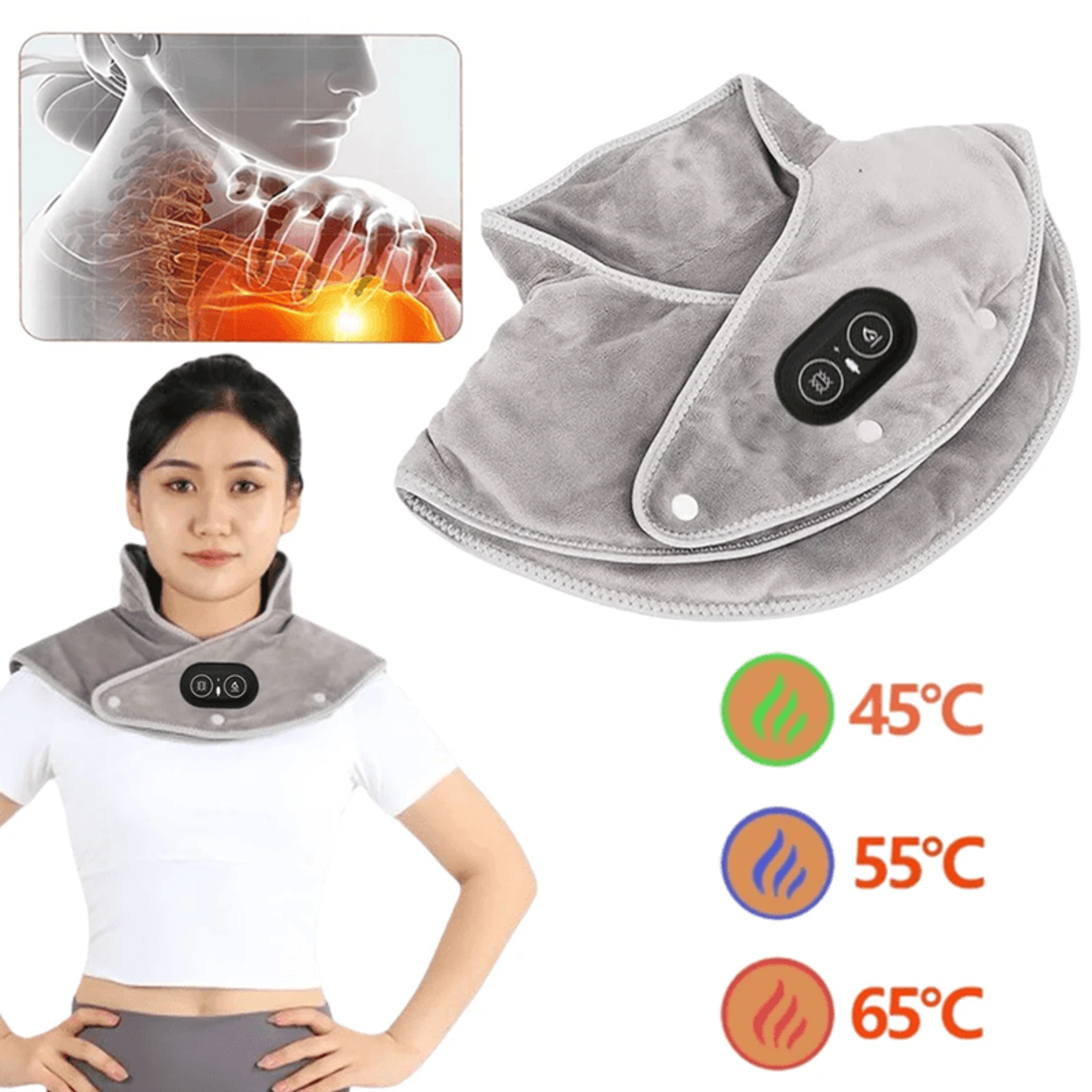 thermaflex heated neck and shoulder wrap with vibration and thermal compression