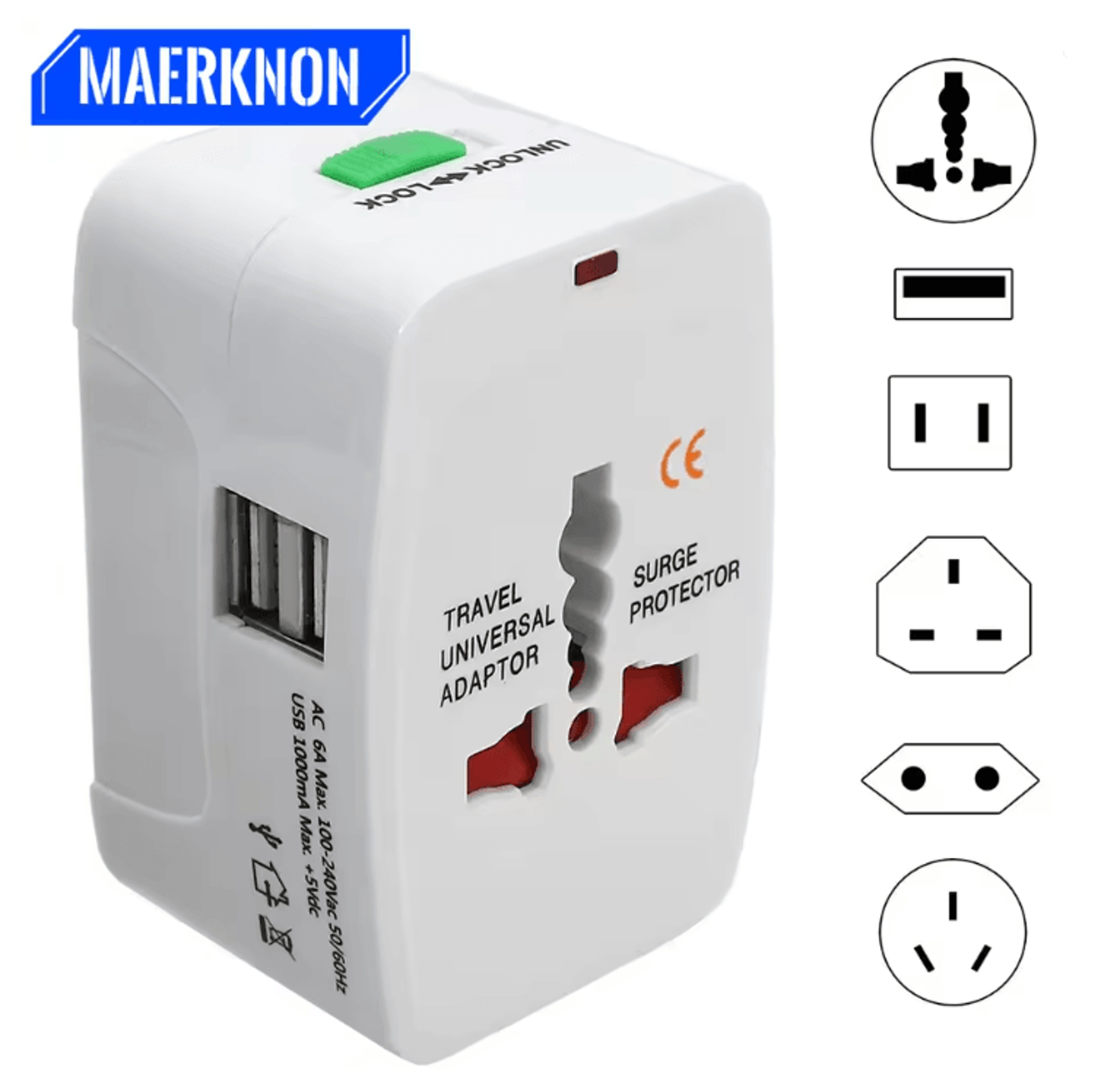 GlobeCharge AllinOne International Plug Adapter 0