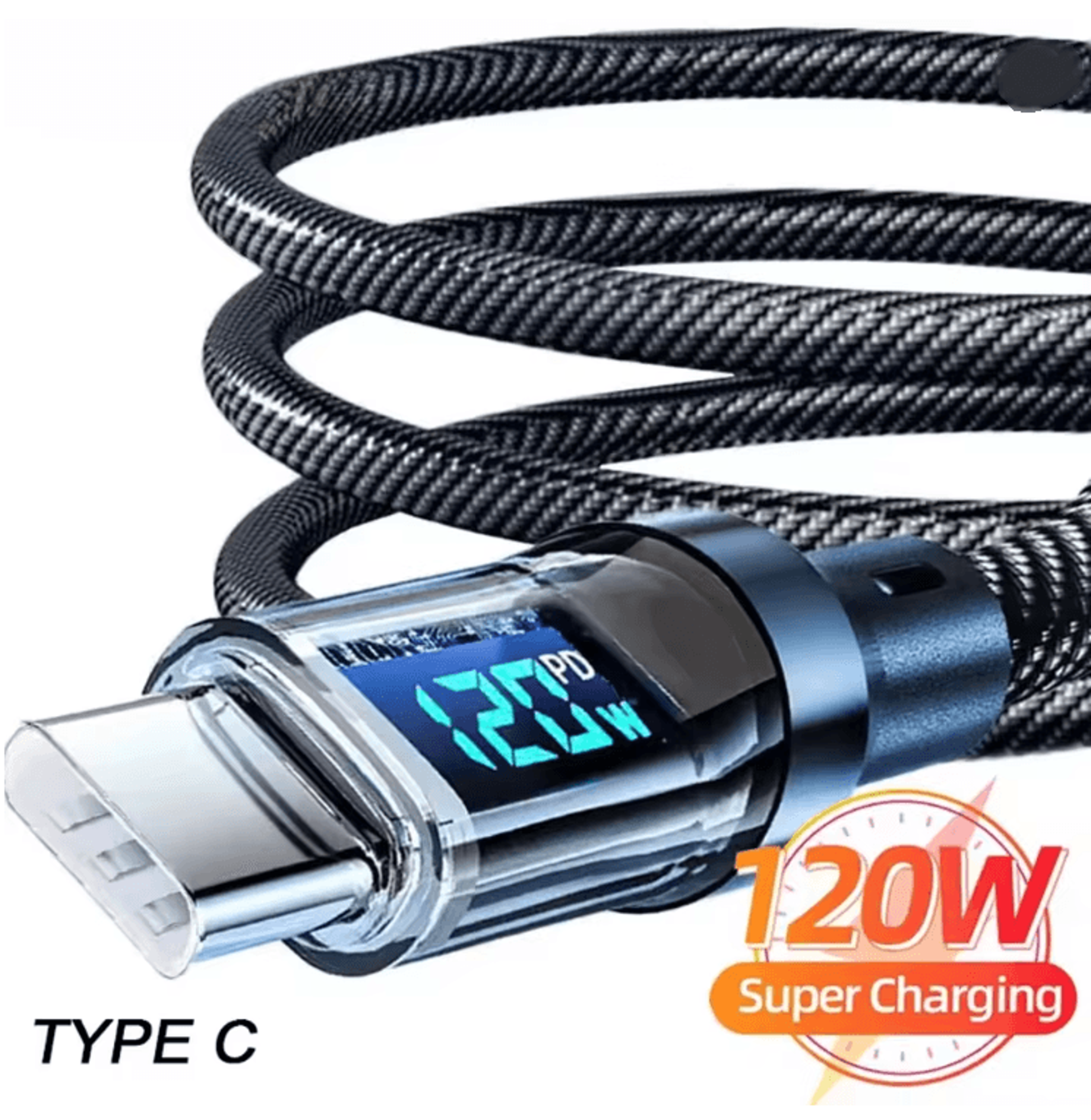 PowerFlow 120W LED Display USBC Fast Charging Cable 0