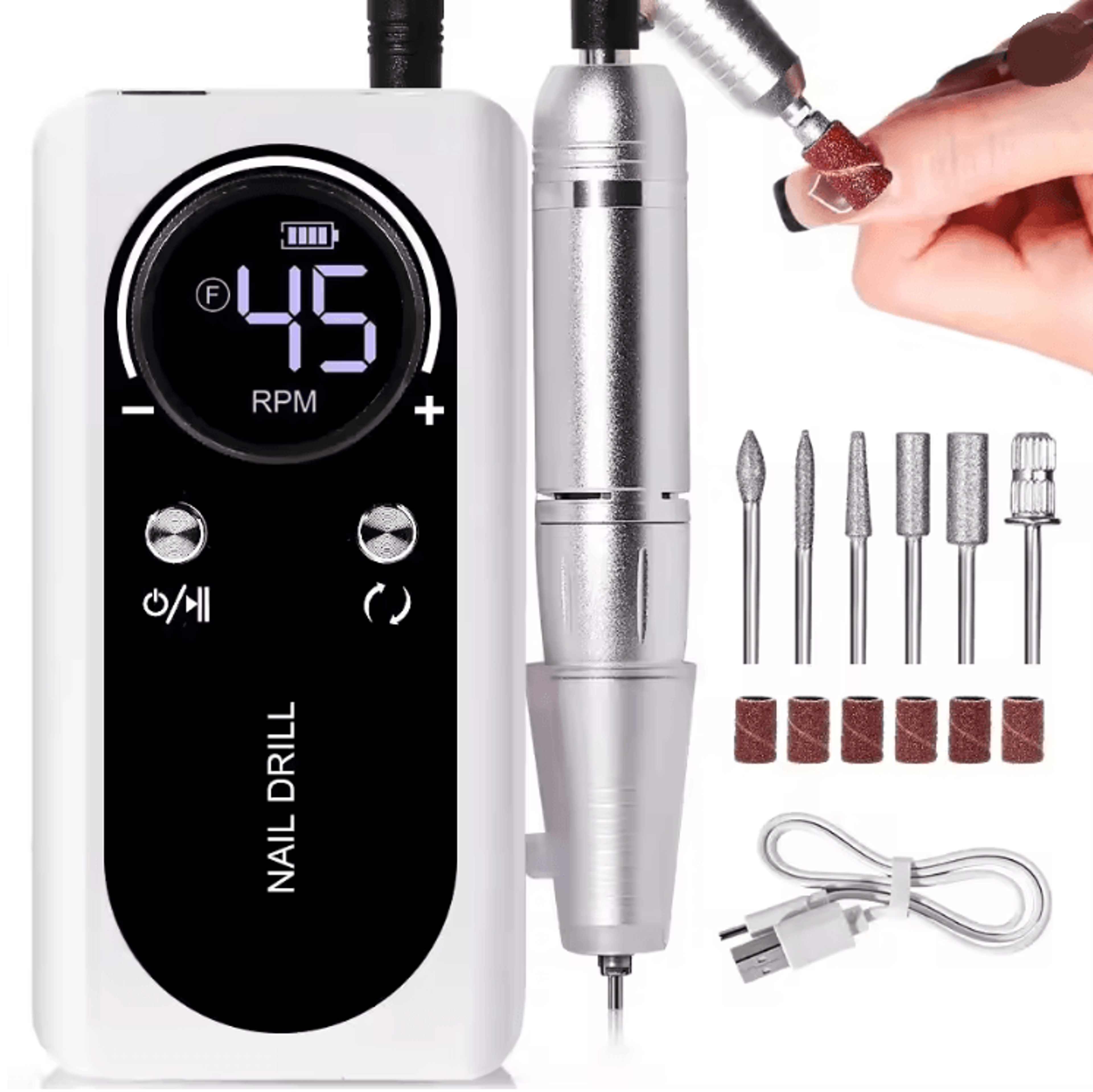 ProNail 45000RPM Electric Nail Drill Machine Rechargeable And Portable 3