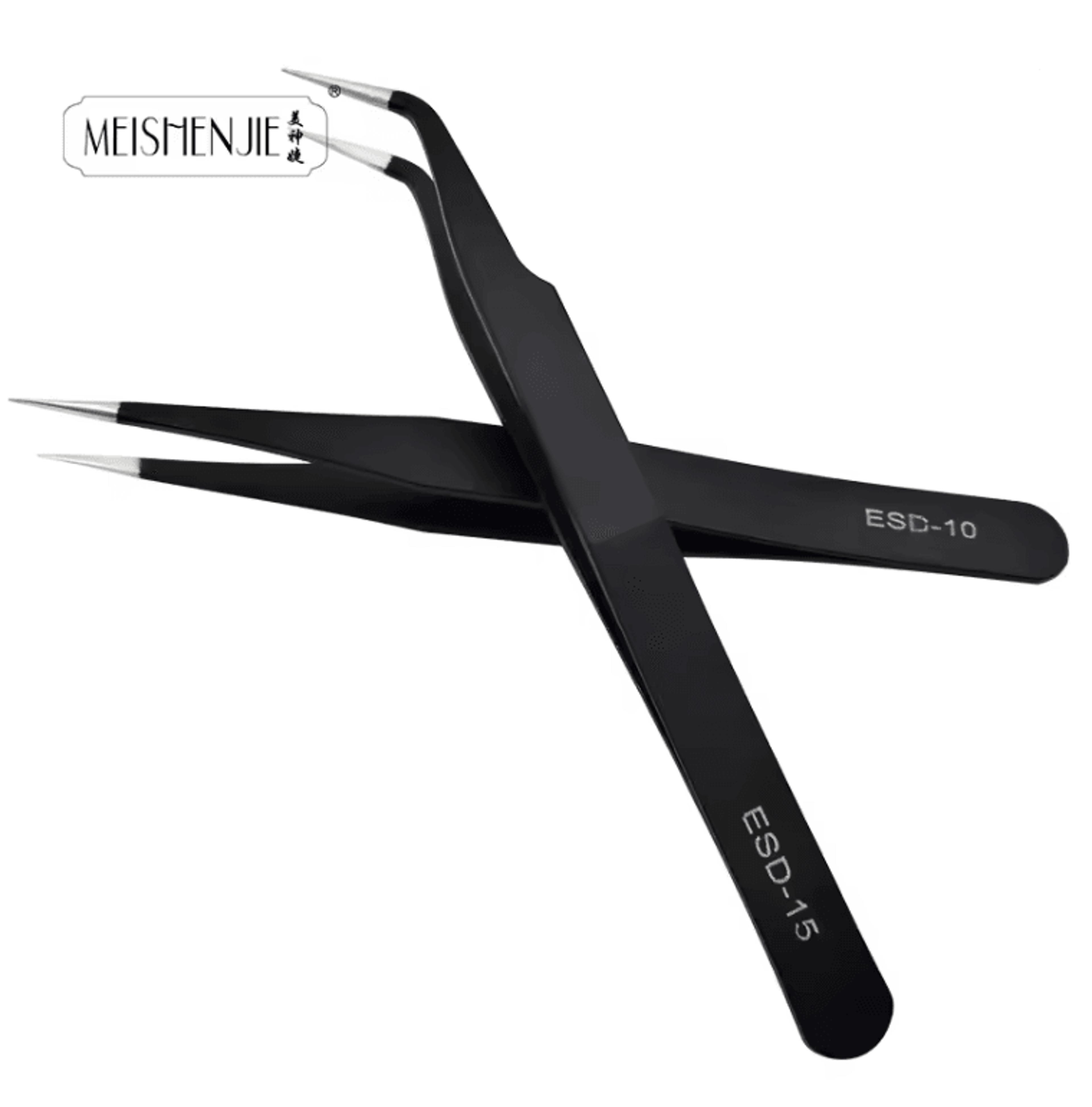 ProGlam Stainless Steel Curved And Straight Tip Tweezer Set For Eyebrows And False Lashes 0
