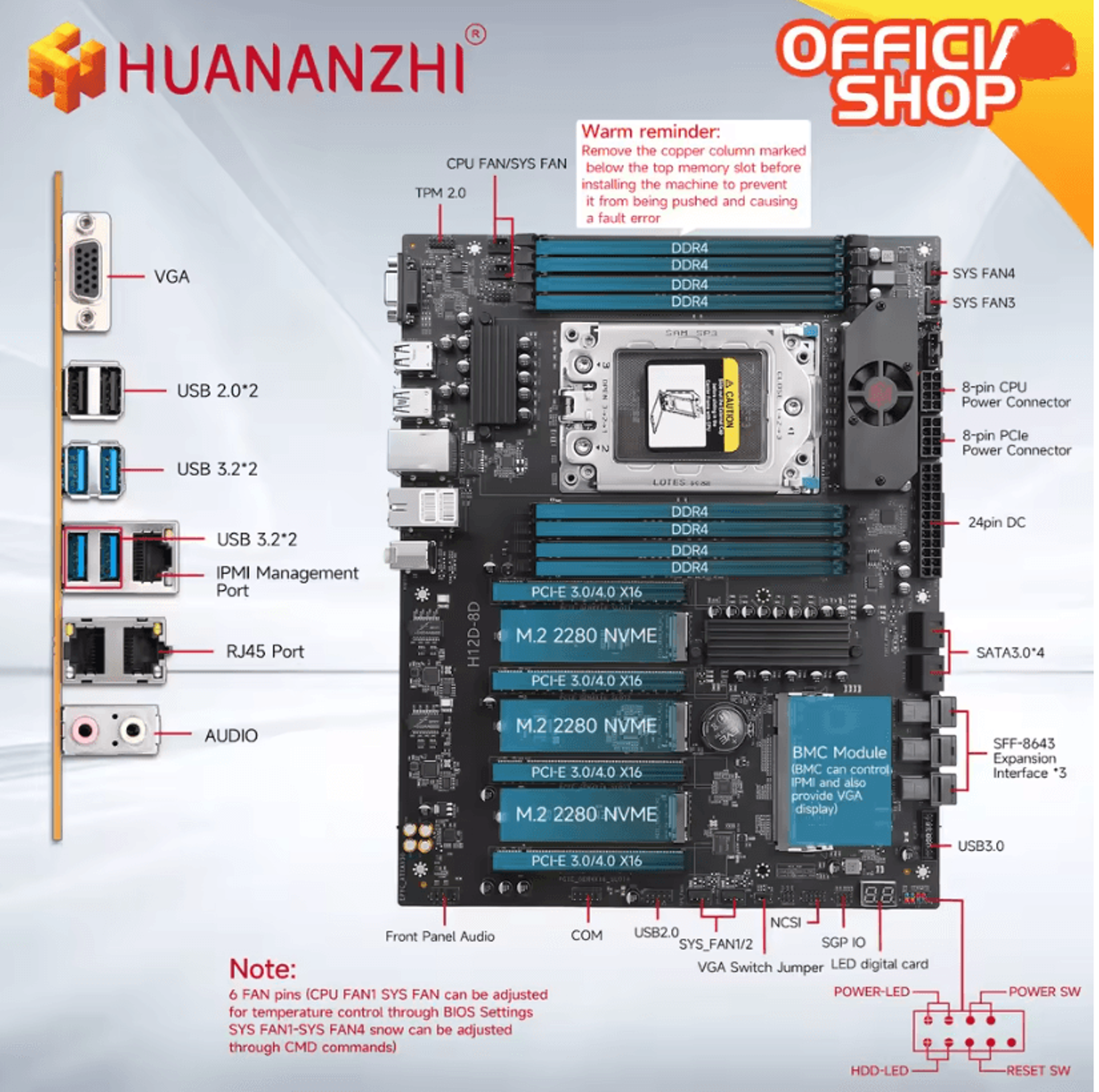 Huananzhi H12D 8D AMD Server Motherboard With BMC Support 3
