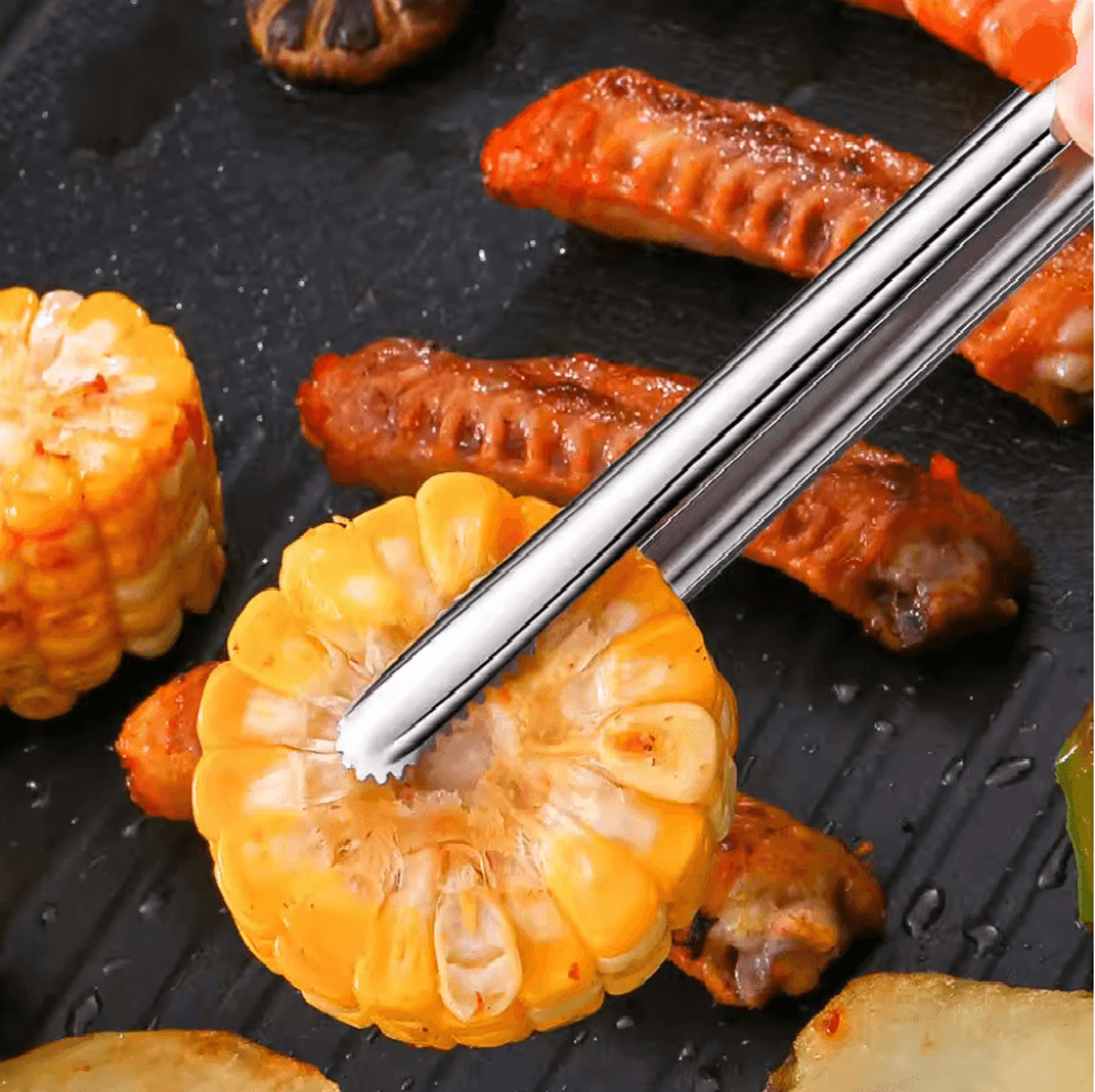 GrillMaster Stainless Steel BBQ And Kitchen Tongs 1