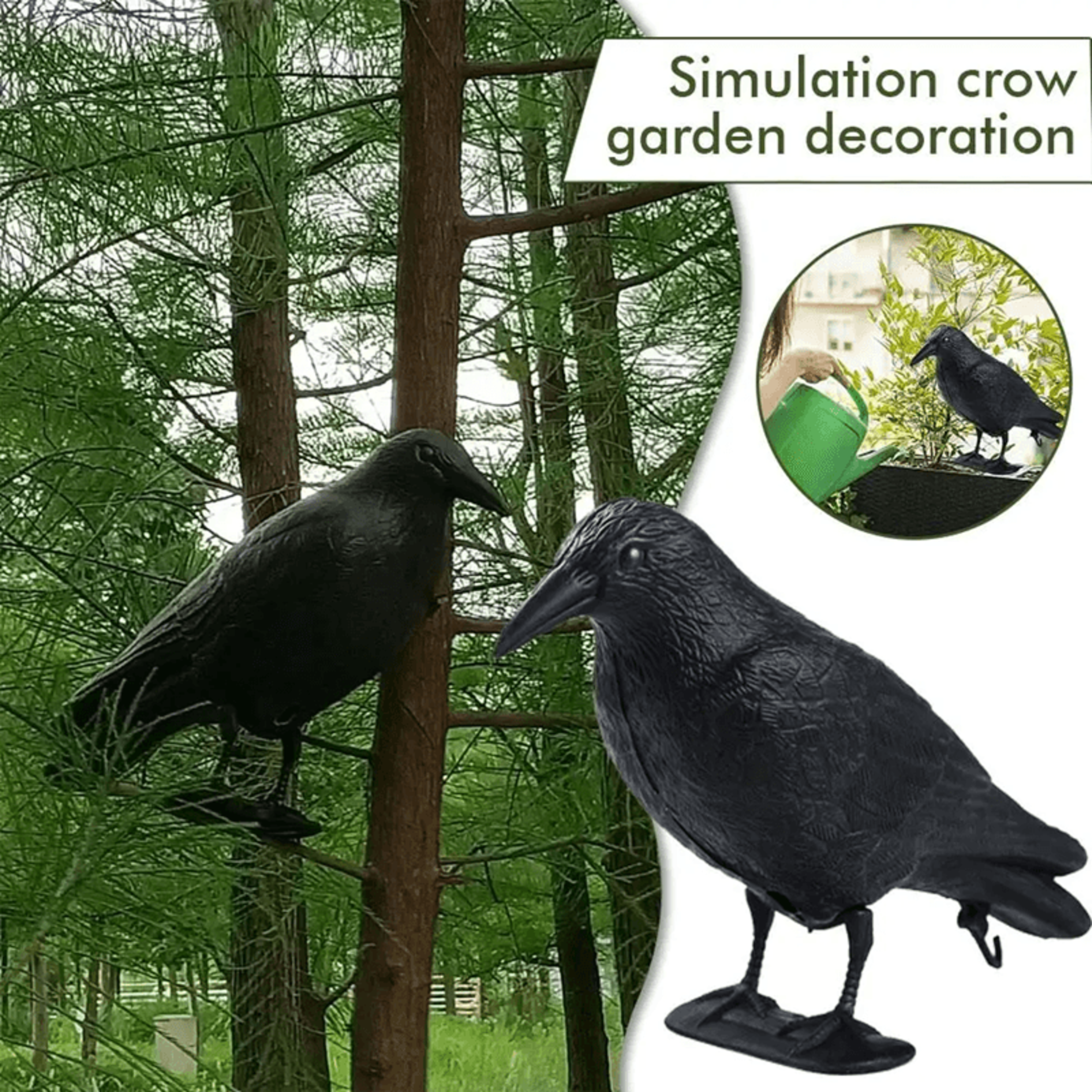 RealGuard Black Crow Decoy  Realistic Bird Repellent For Garden Yard And Outdoor Pest Control 3