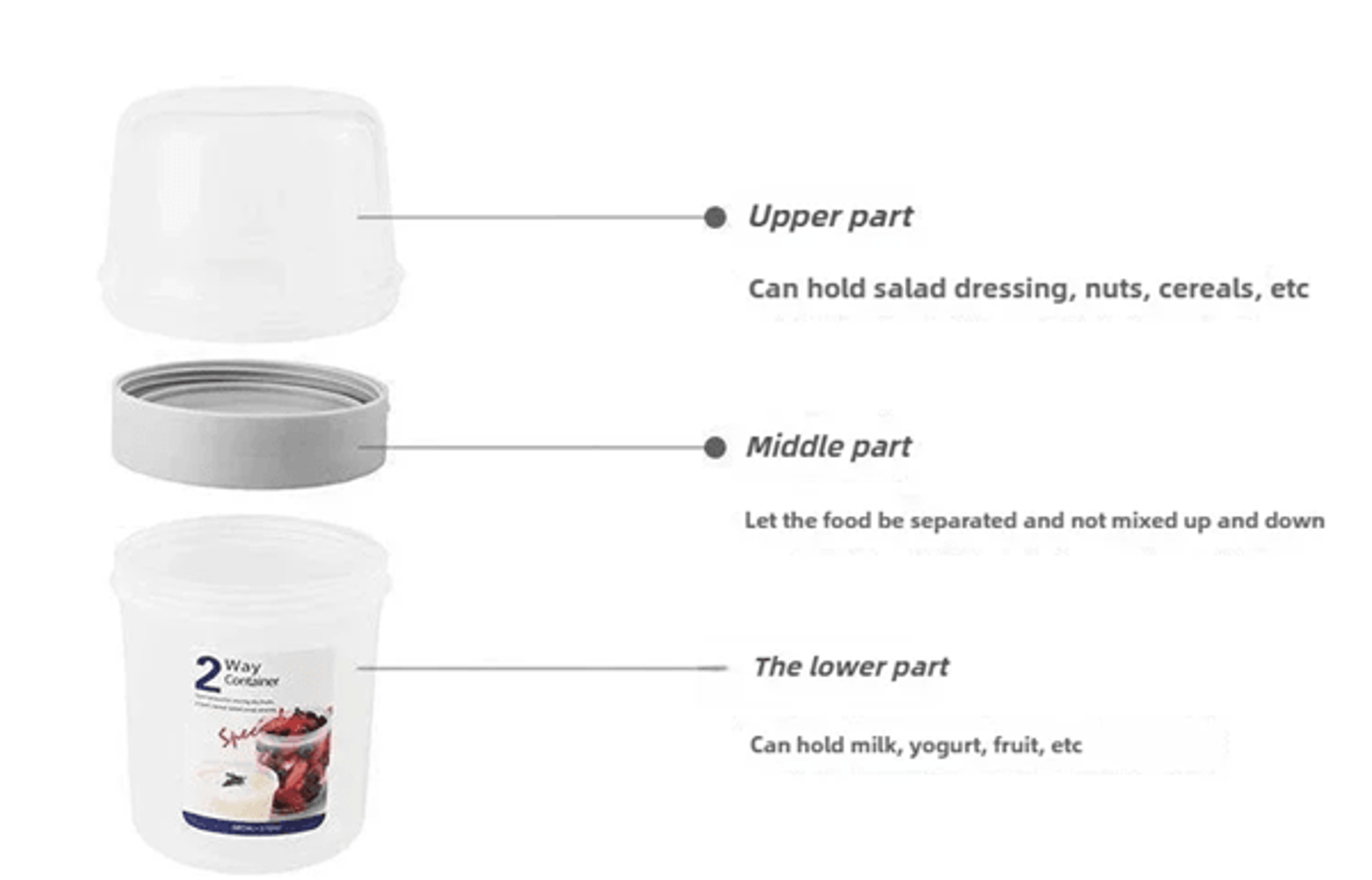 FreshGo Portable Yogurt And Salad Cup Set  Leakproof Breakfast Container With Fork And Sauce Cup 3