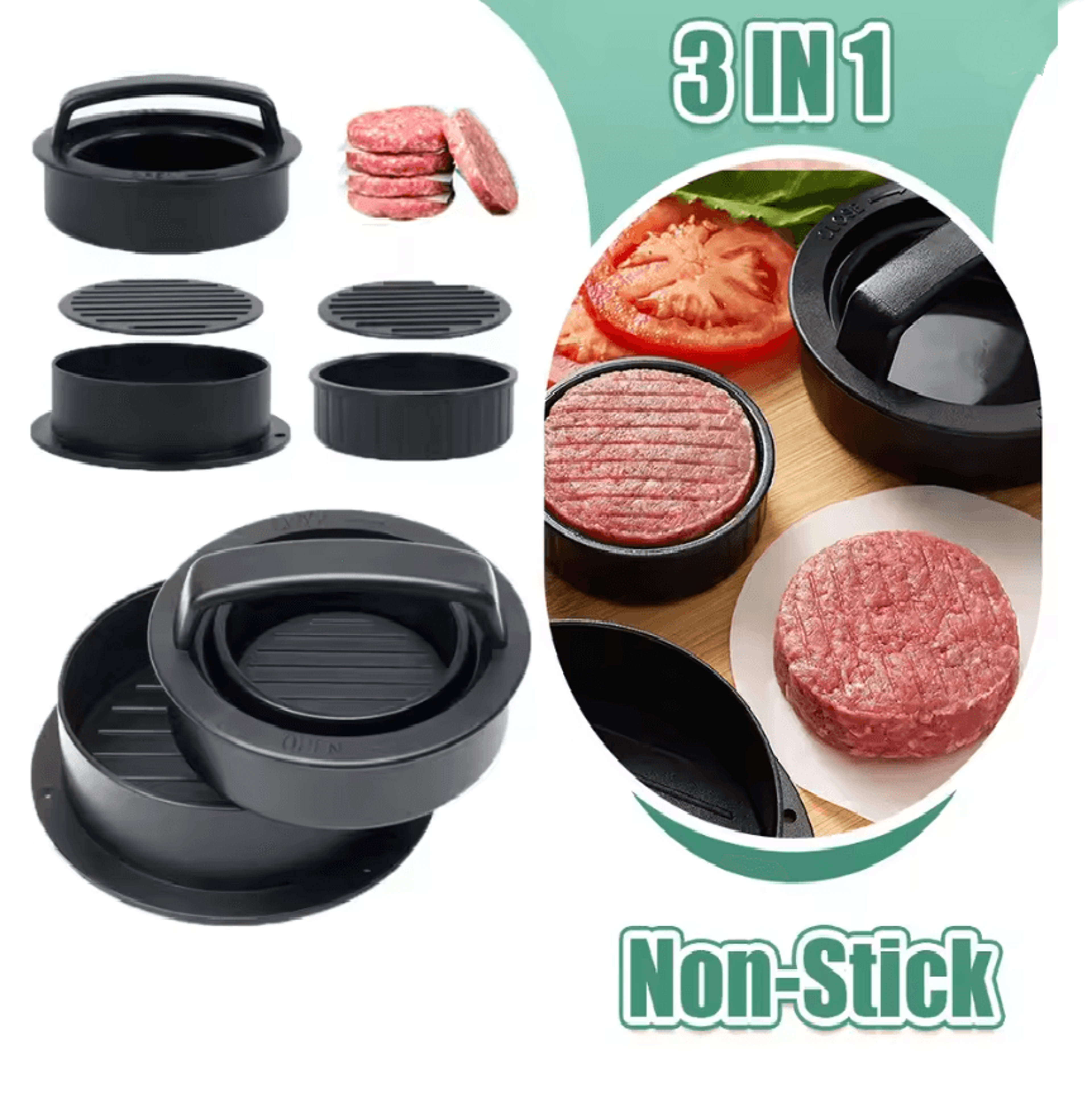 PattyPro Non Stick Hamburger Press And Burger Maker Mold For Perfect Patties 2