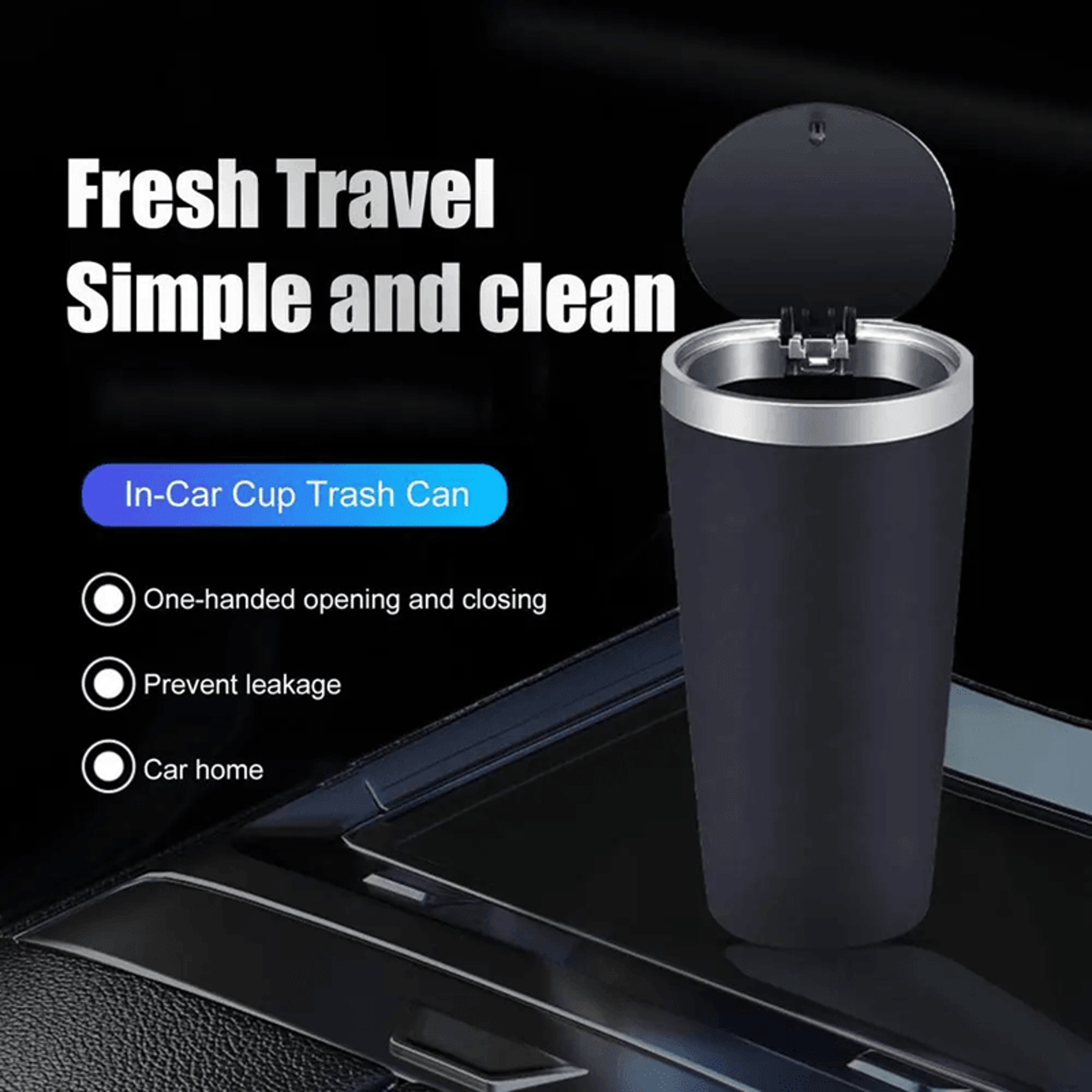 carclean mini leakproof trash can universal cup-holder size car waste bin
