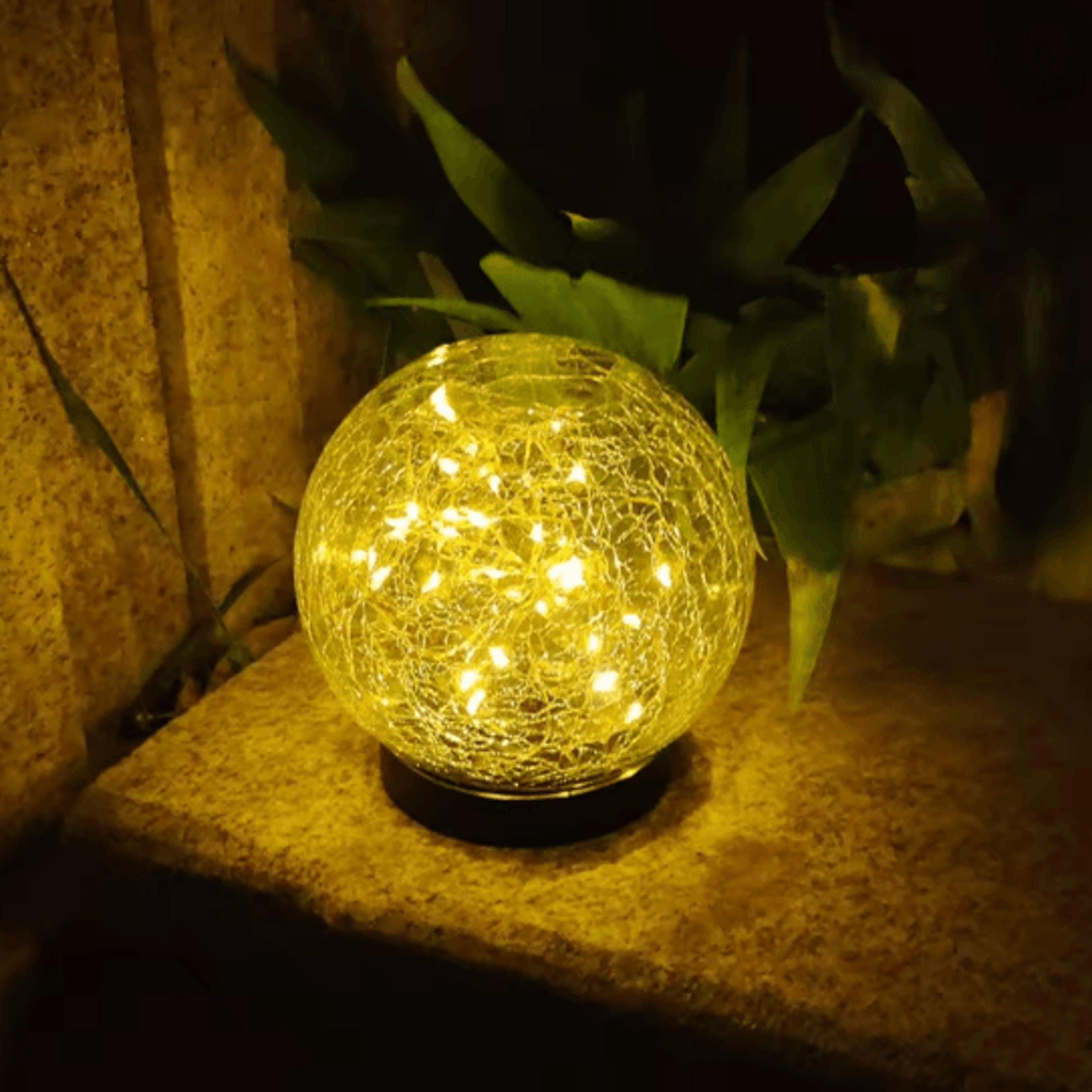 LumiGlobe Cracked Glass Solar Pathway Light Outdoor Waterproof Garden Lamp 3