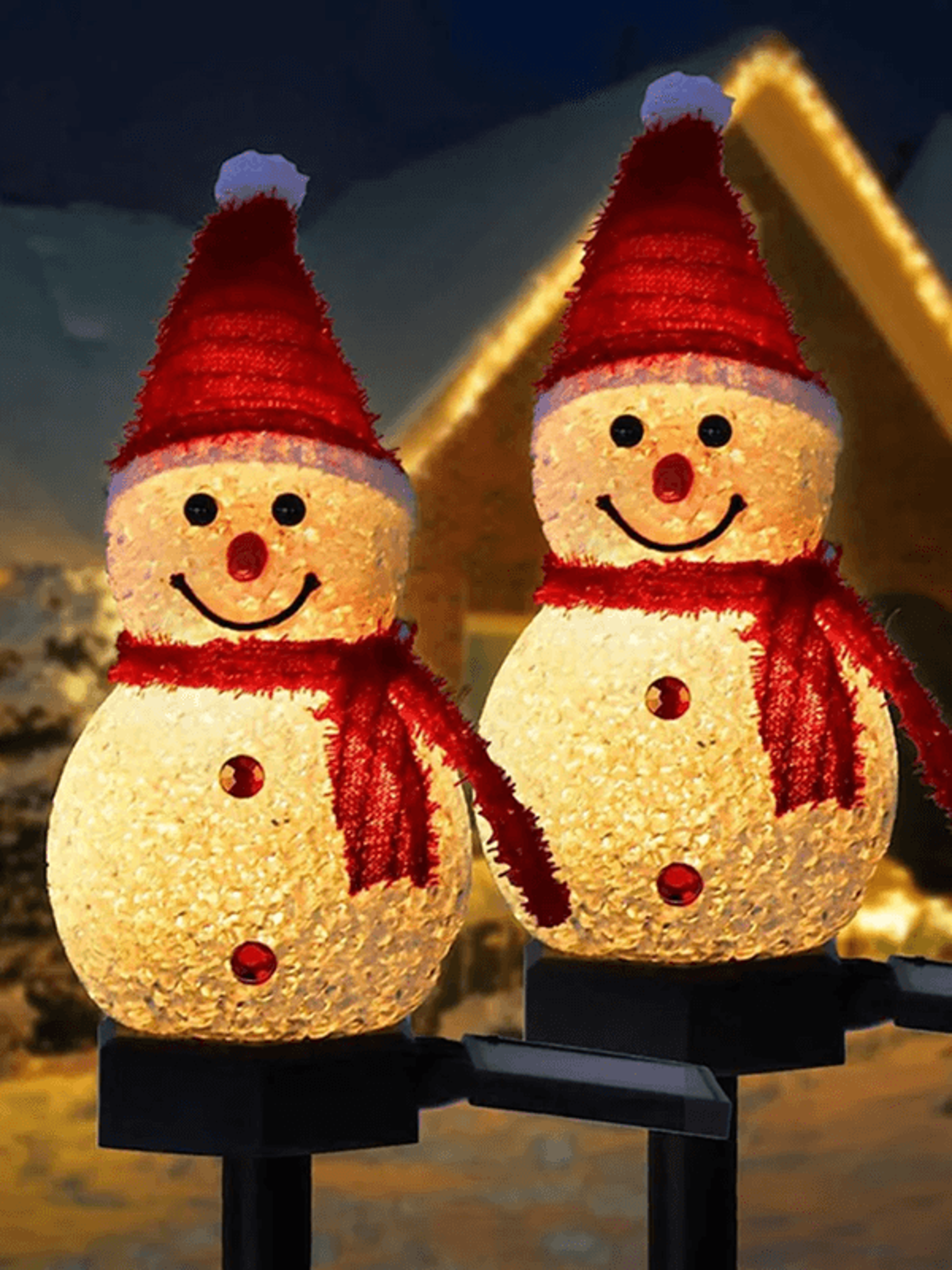 SolarFest Snowman Pathway Stake Lights Solar Powered Christmas Outdoor Lawn  Patio Decoration 0
