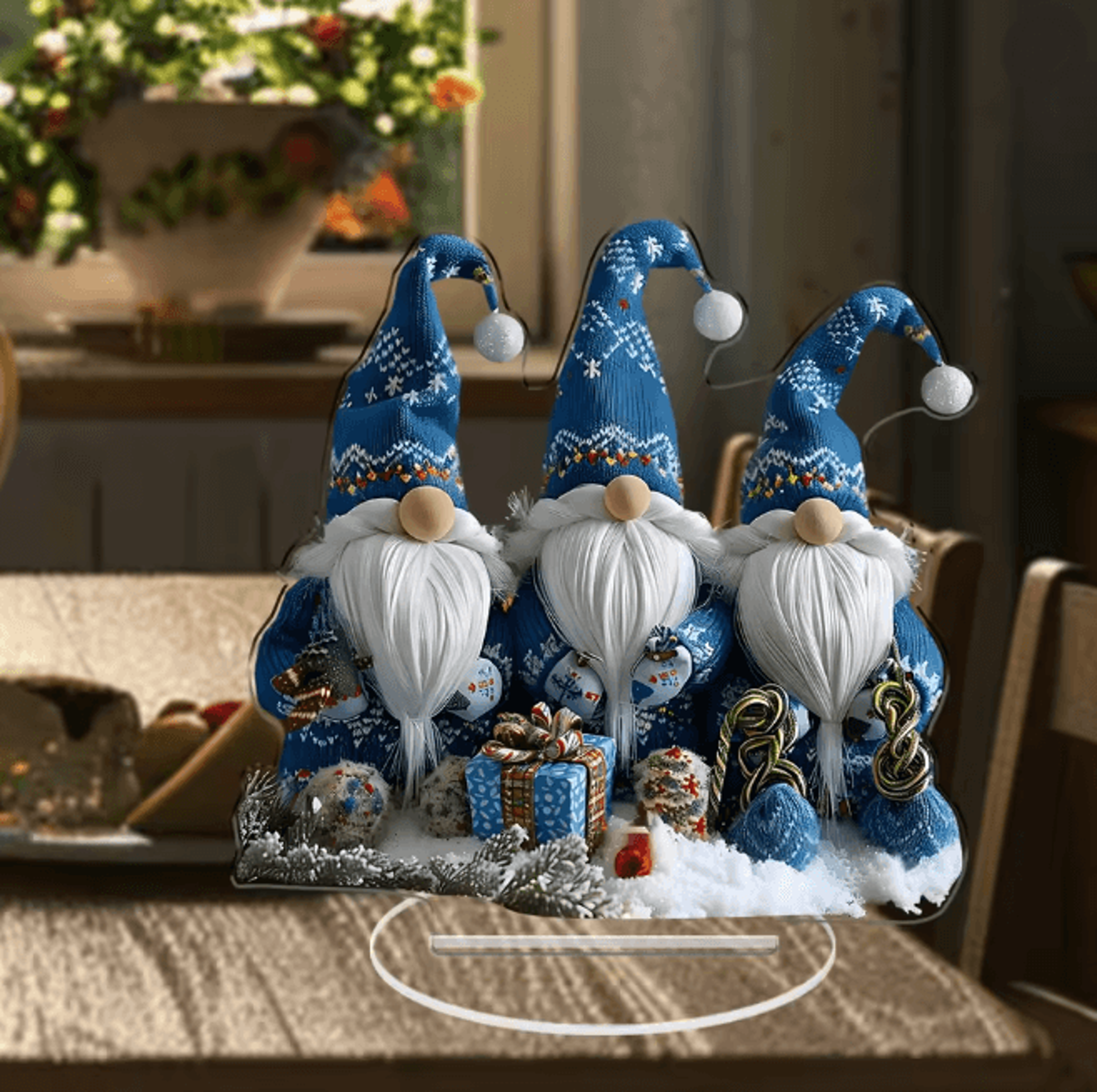 NordicGlow Acrylic Christmas Gnome Tabletop Decor Set Of 3 4