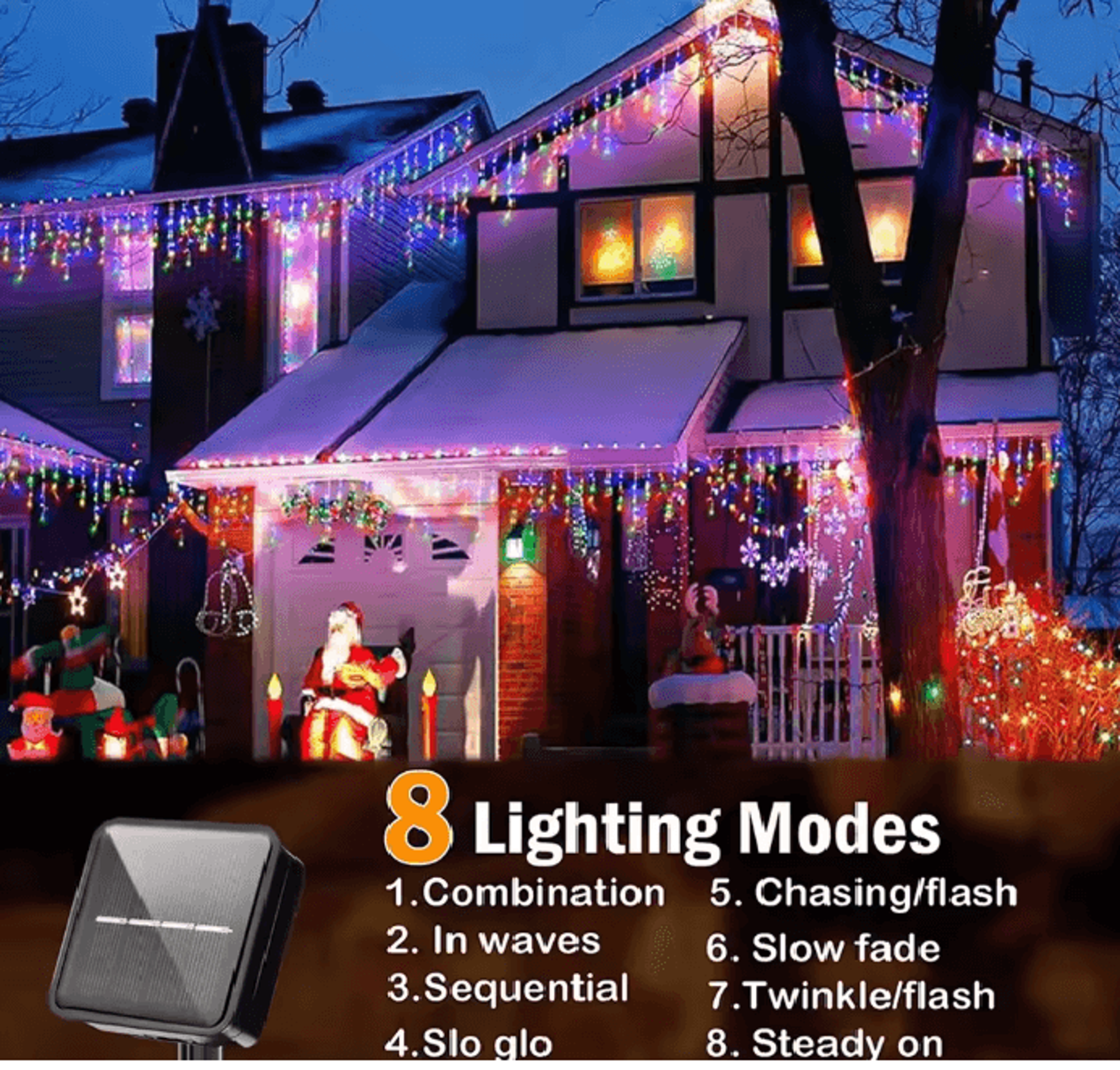 SolarGlow Icicle Holiday Lights 1