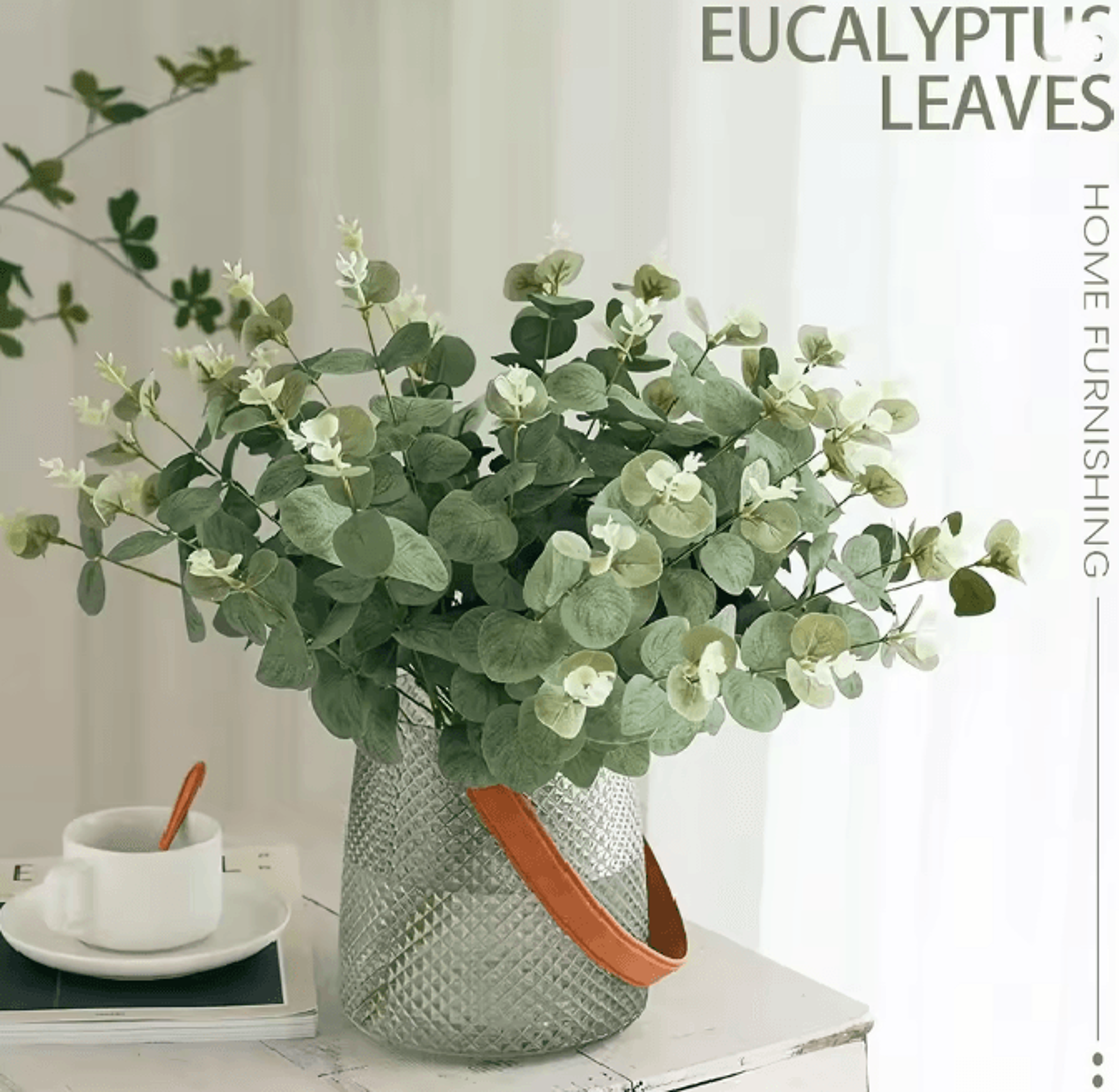 Eucalyptus Green Leaf Stems Decorative Home Bouquet Set 0