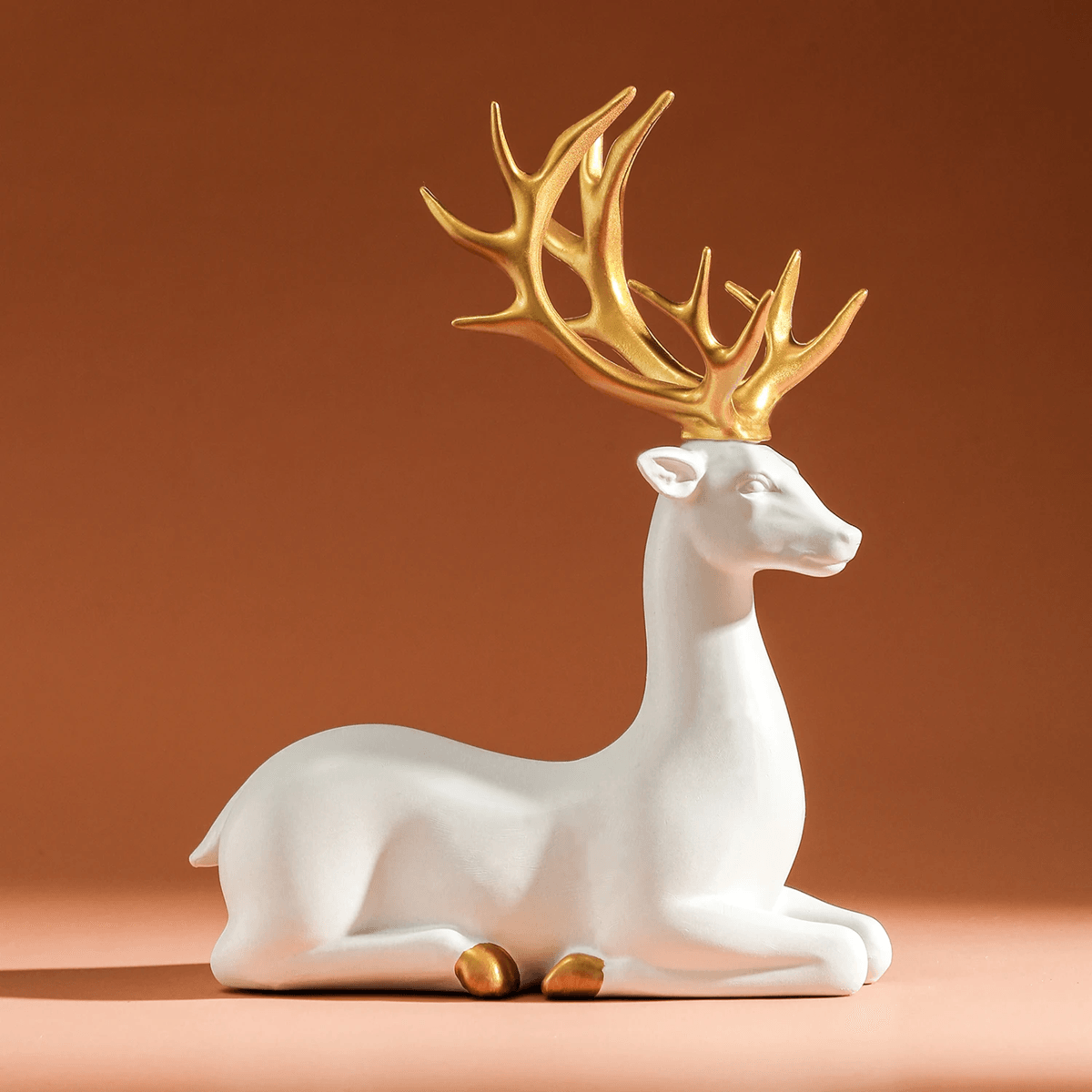 Elegant White Reindeer Home Decor Statue 2