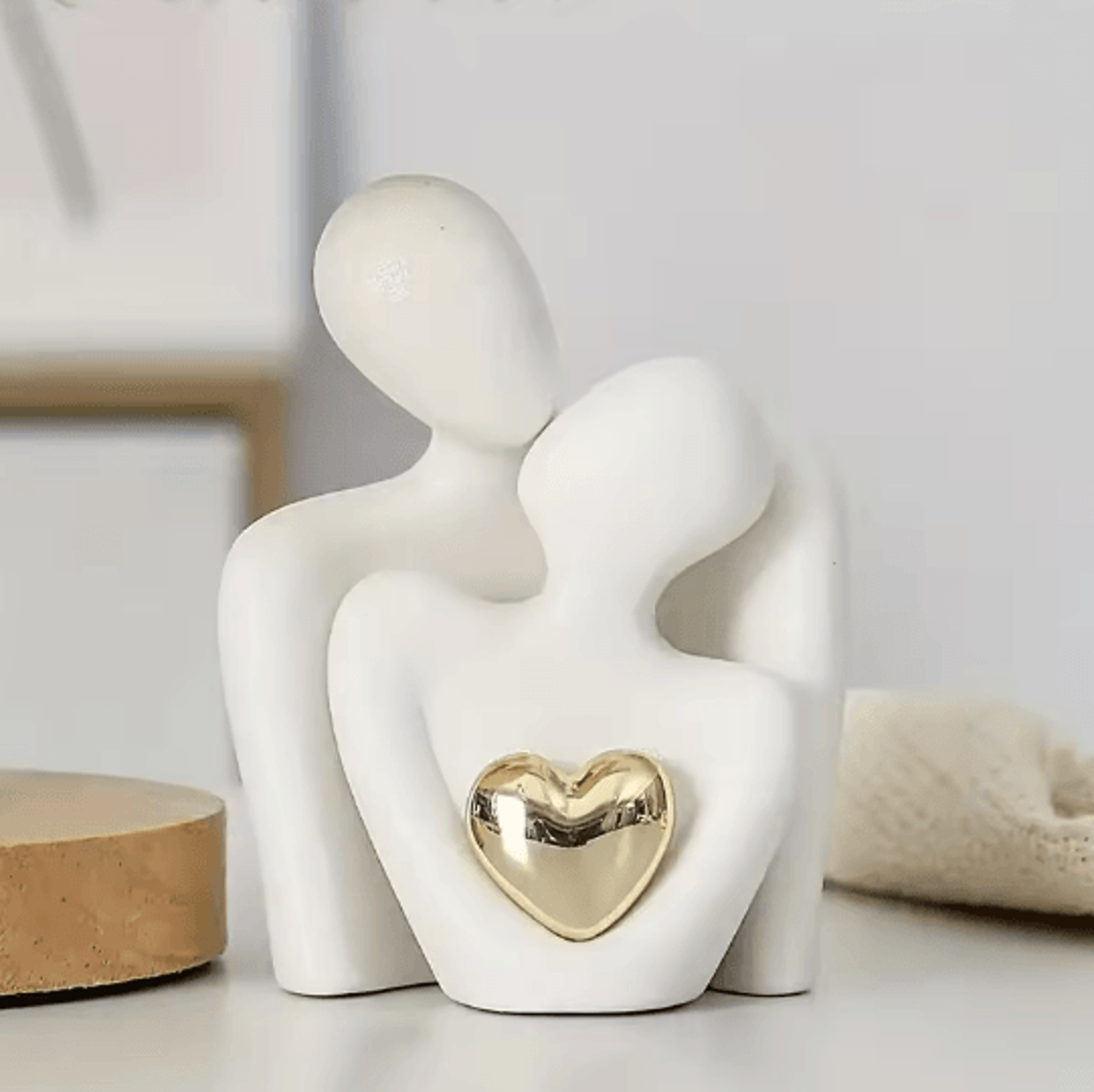 Romantic Couple Embrace Statue 3