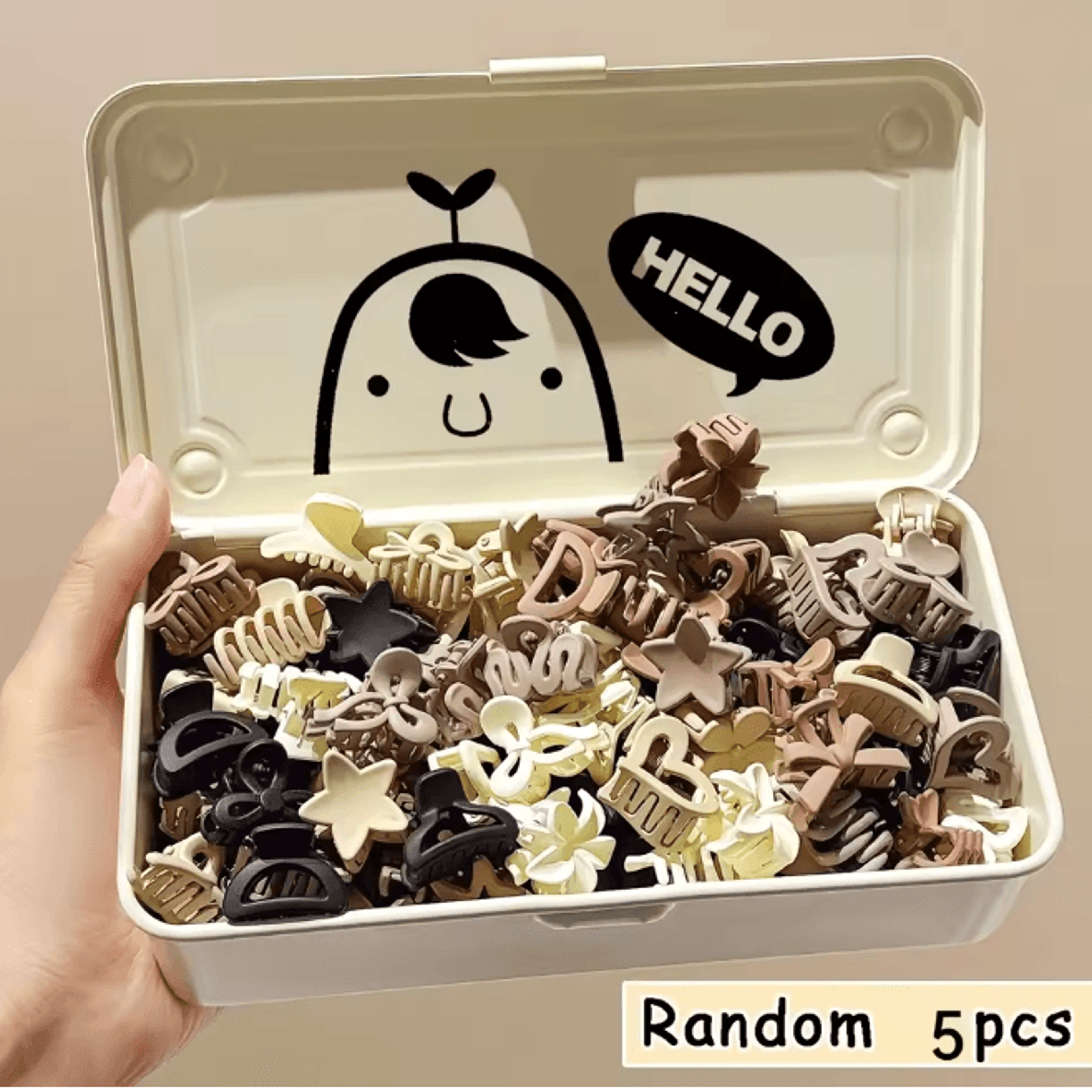 Beige Mini Hair Clip Set 4