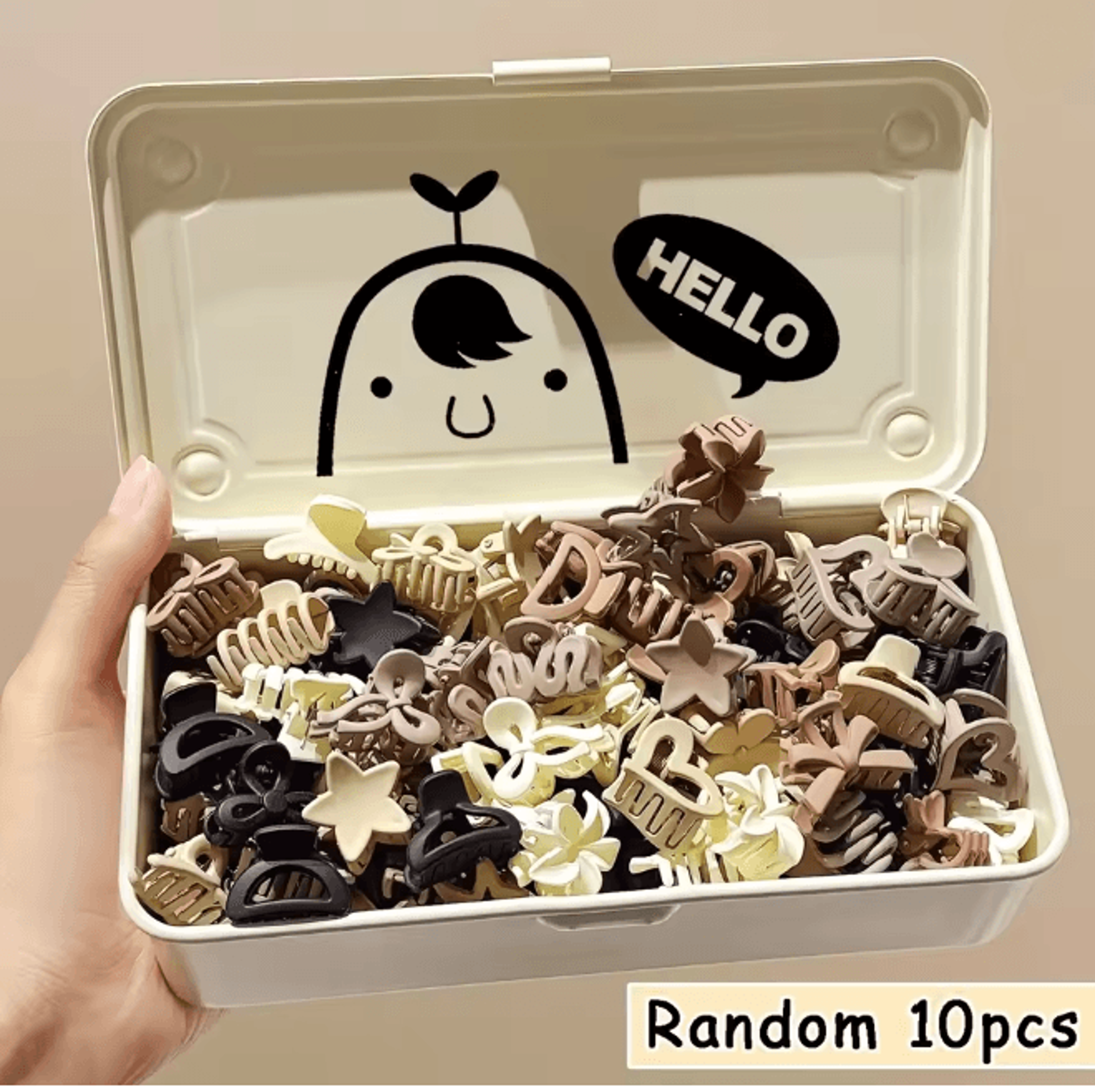 Beige Mini Hair Clip Set 5