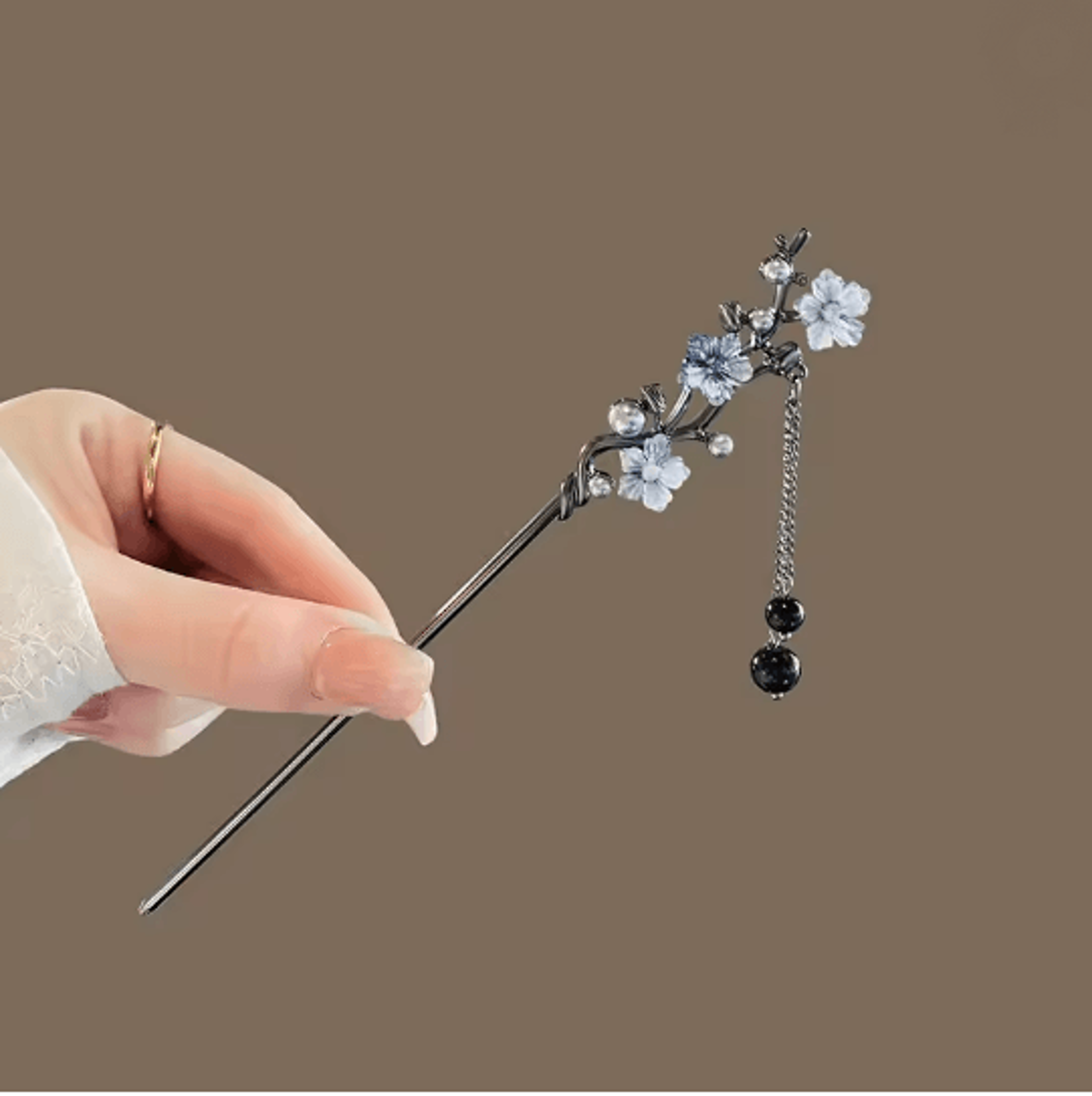 InkBloom Neo Chinese Flower Tassel Hair Stick For Women 7