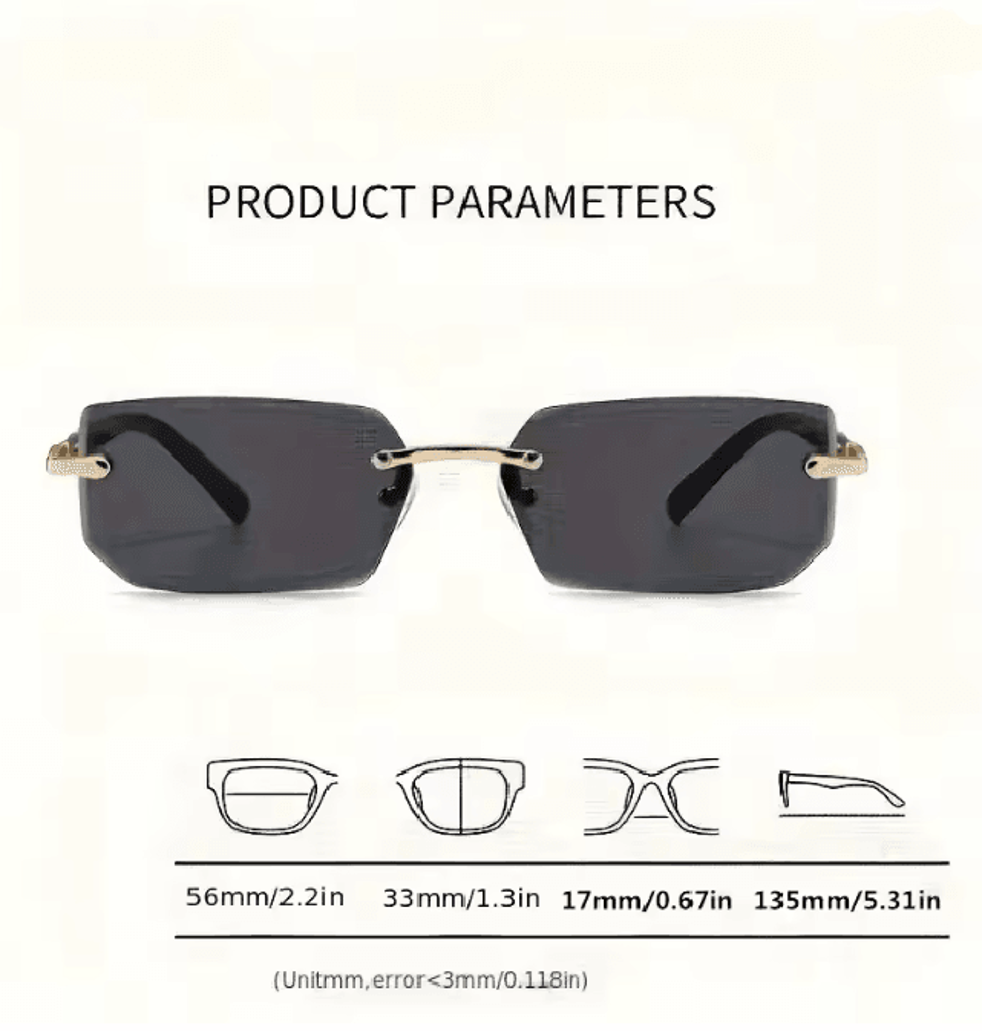 ClearEdge Rimless Rectangle Sunglasses 3