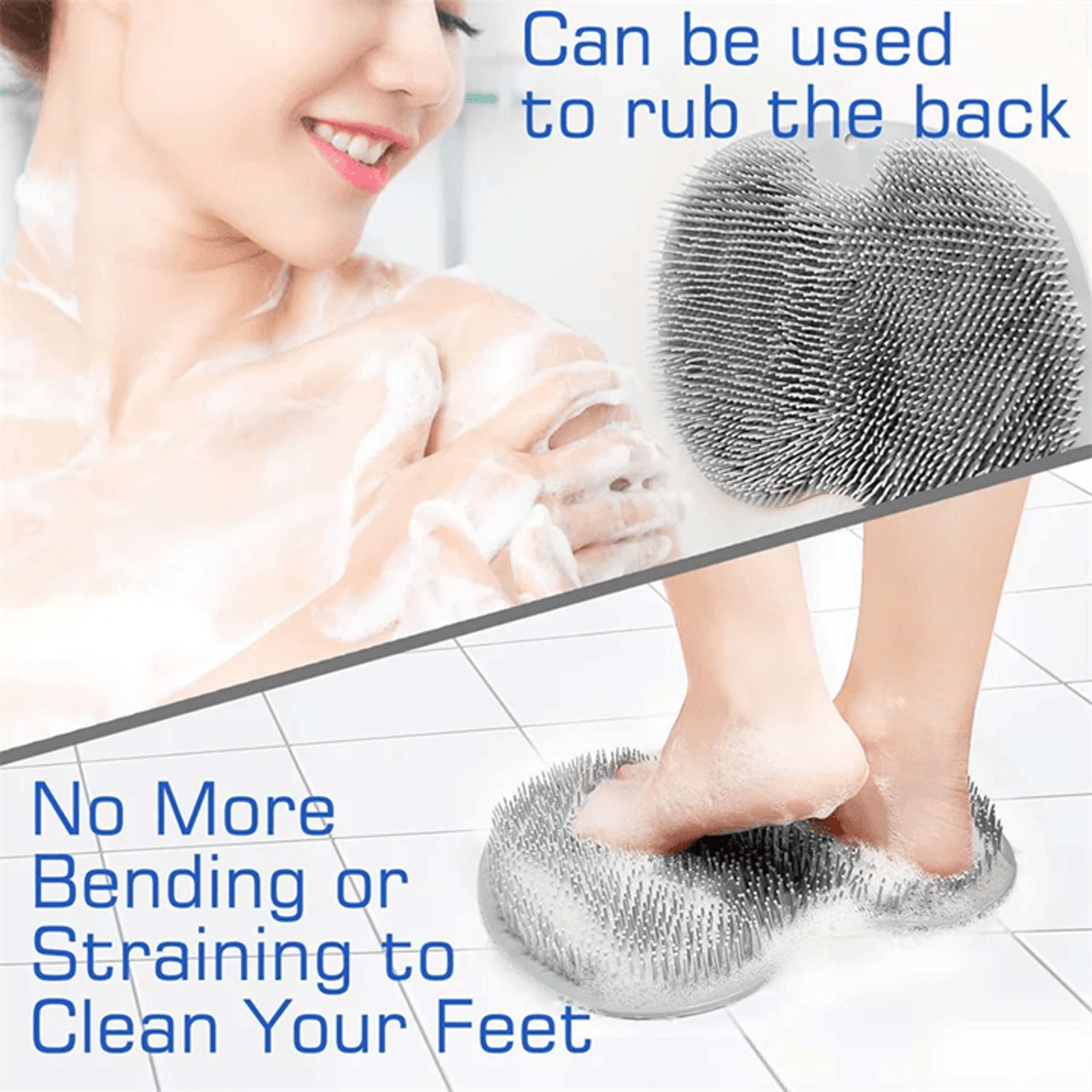 Shower Foot Scrubber And Back Washer Mat With Suction Cups 2
