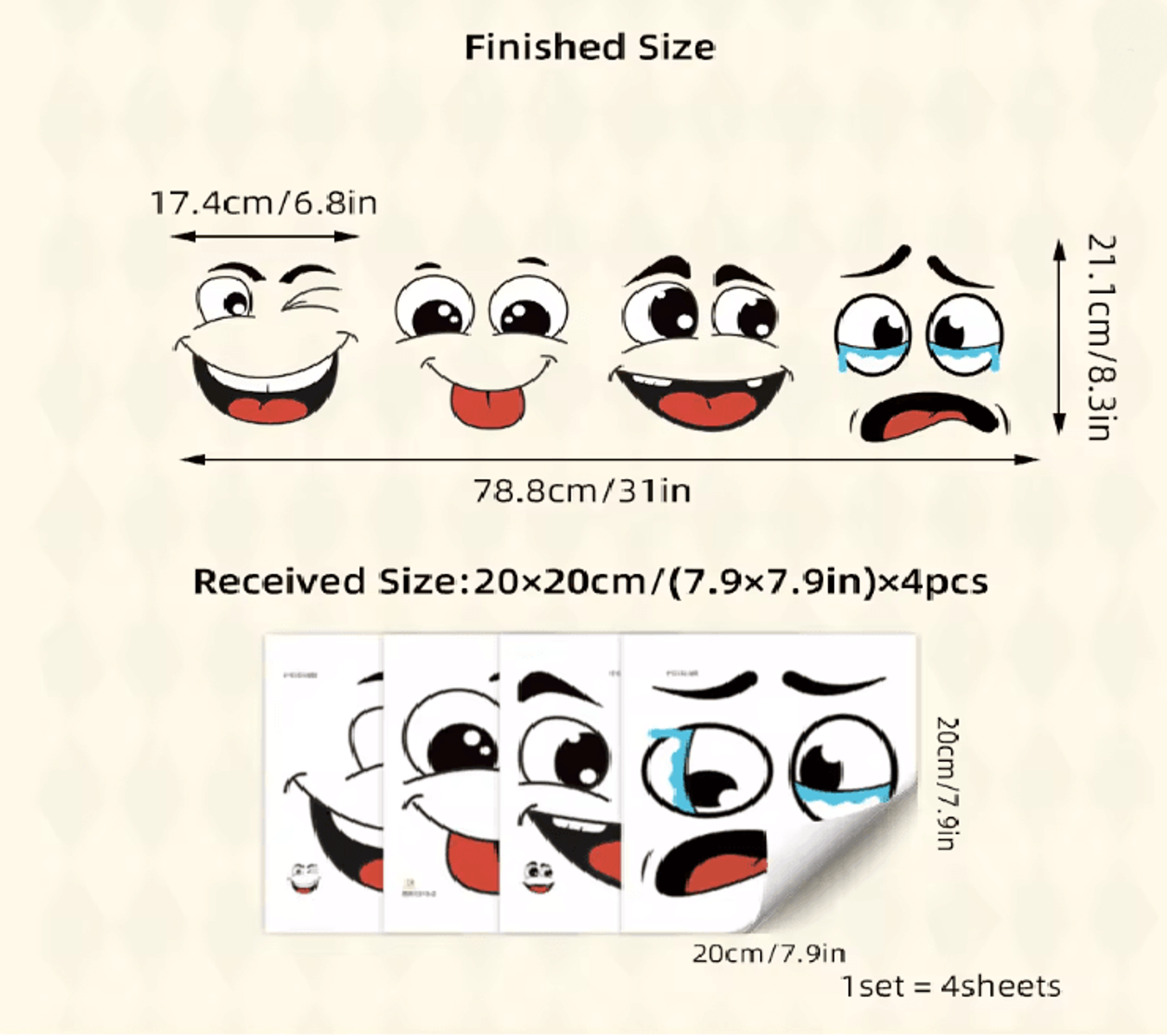 Cartoon Face Stickers Set For Home Decoration 4
