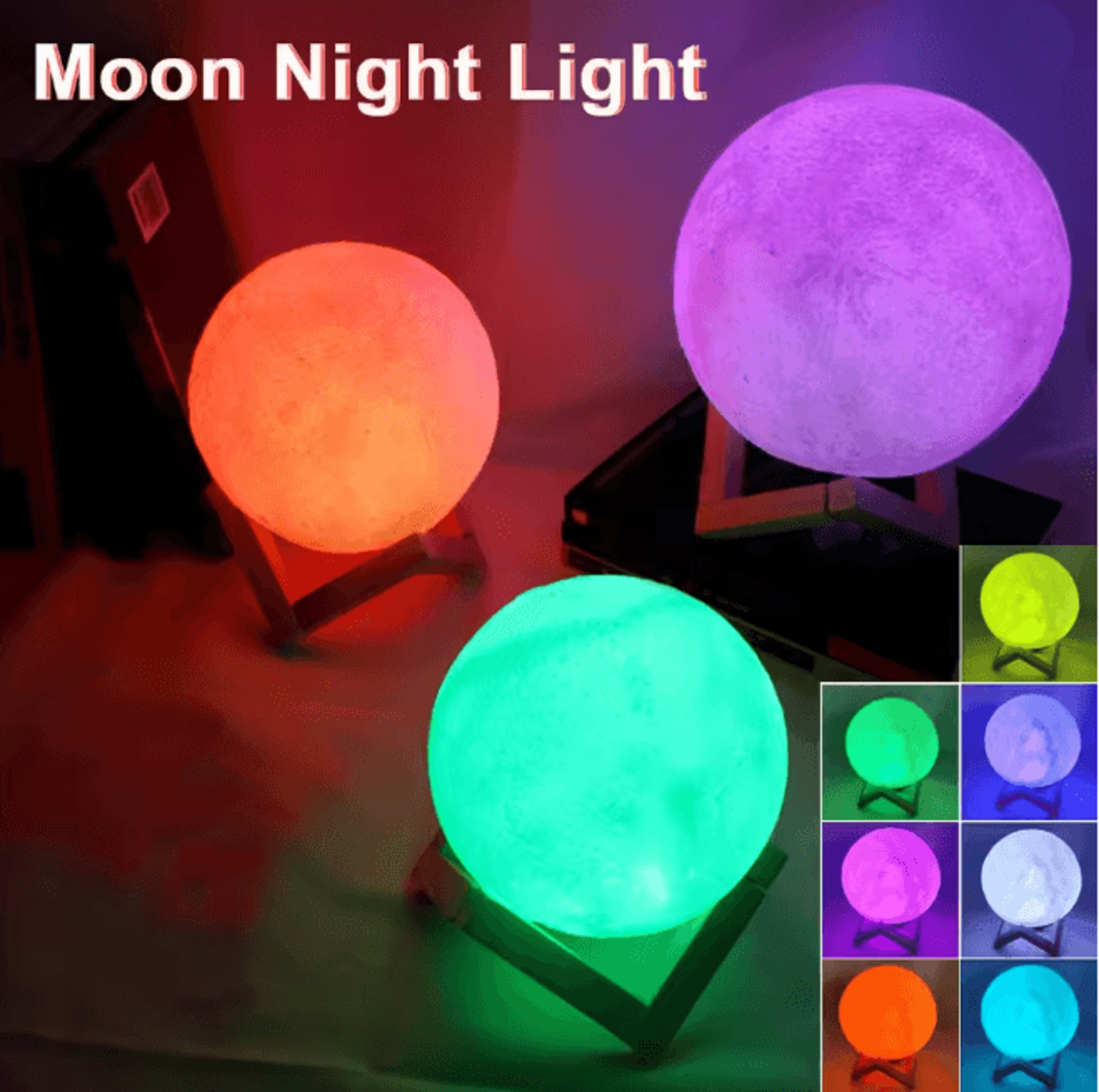 Moon Lamp LED Night Light With Stand 2