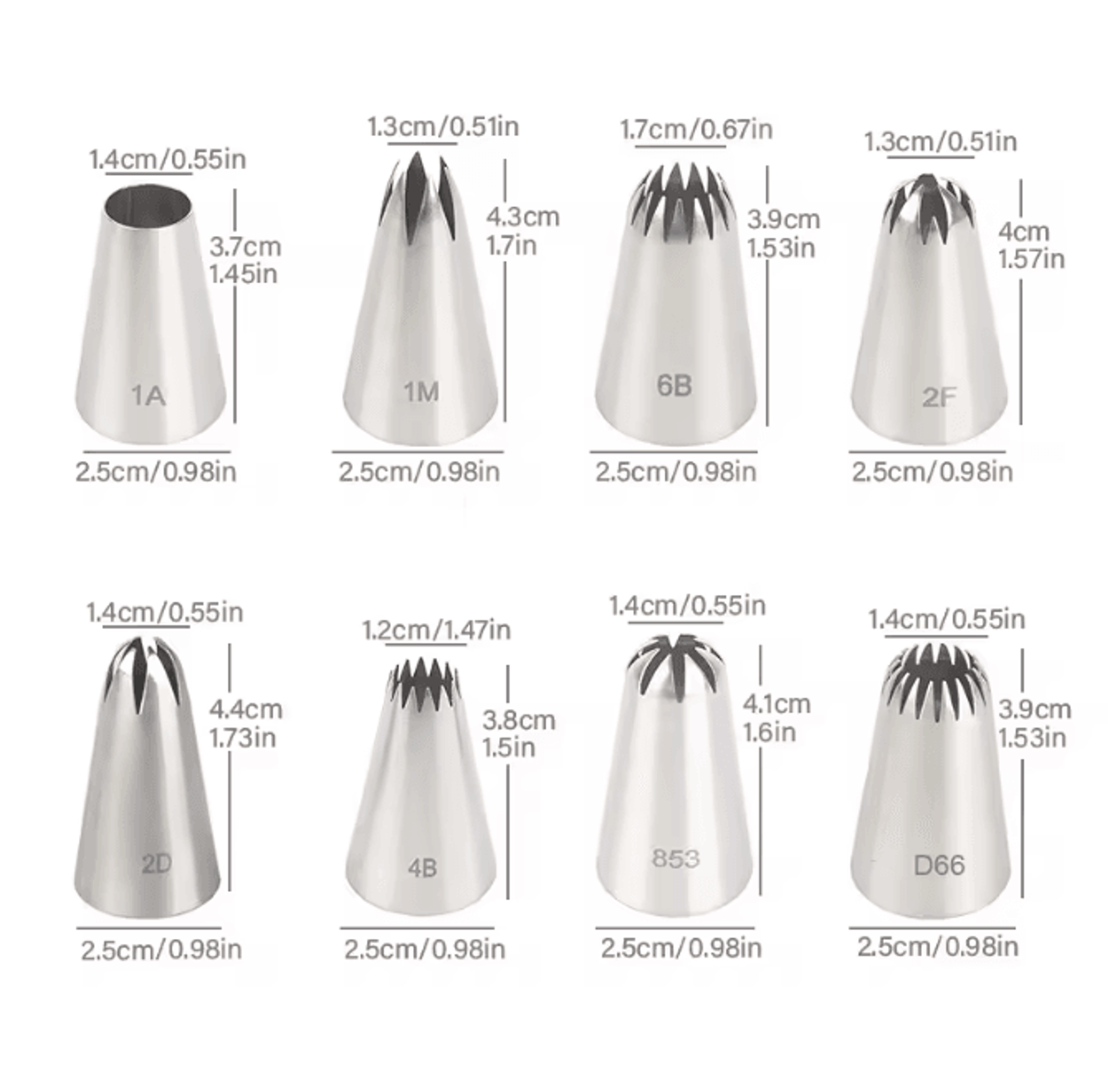 Stainless Steel Cake Piping Nozzles Set 2