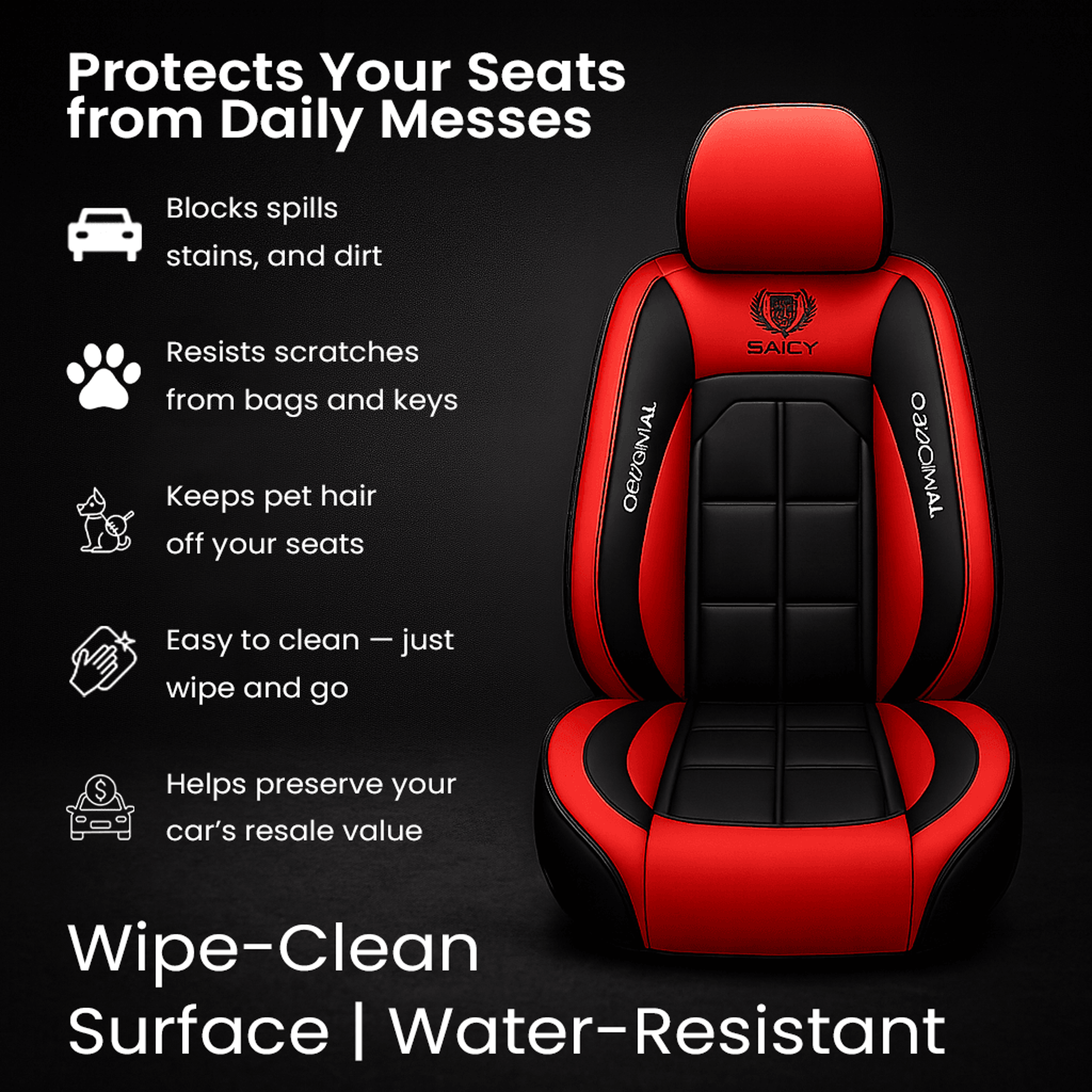 Universal Leather Car Seat Cover All Season Driver And Passenger Protection Pad 1