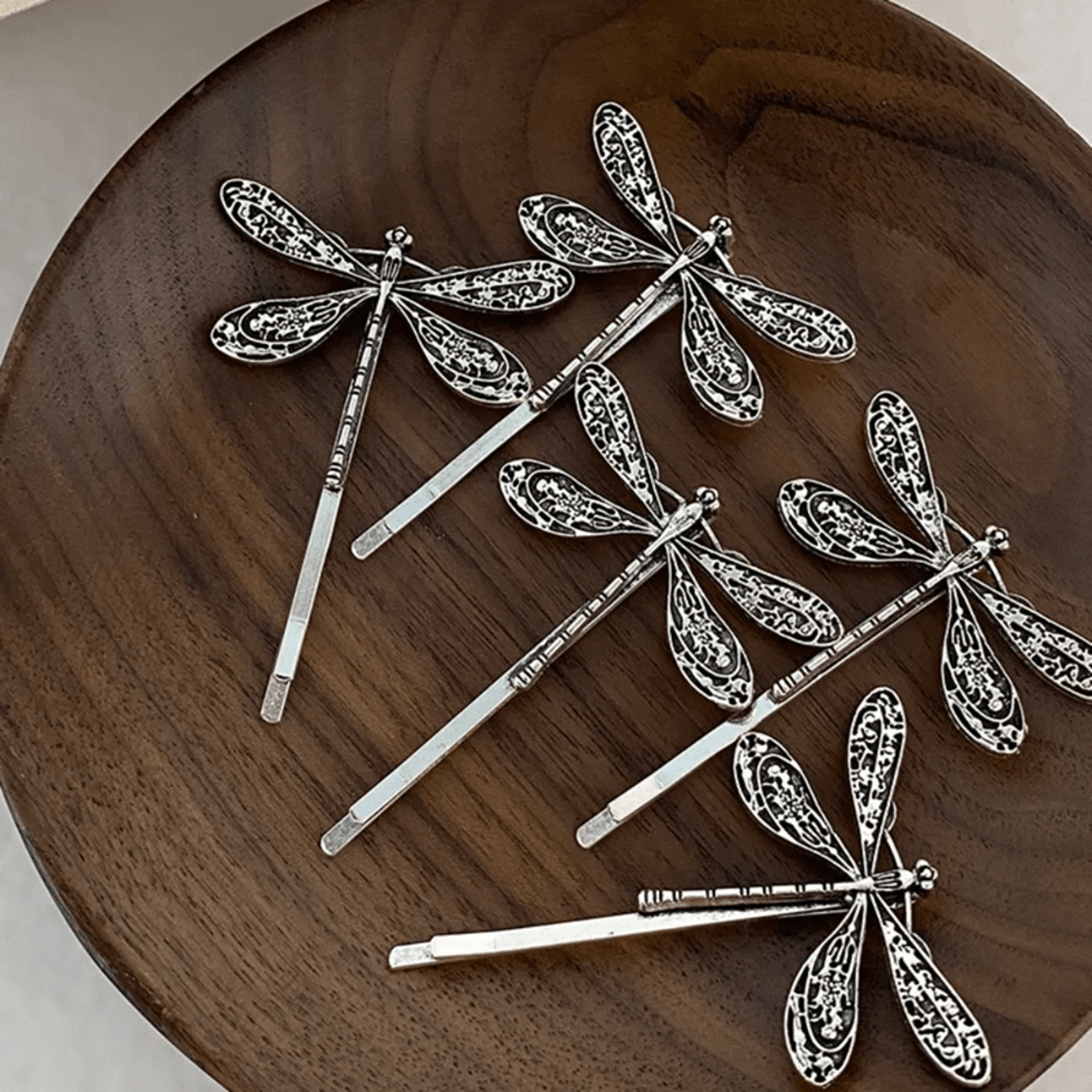Vintage Dragonfly Metal Hair Clips Set 0
