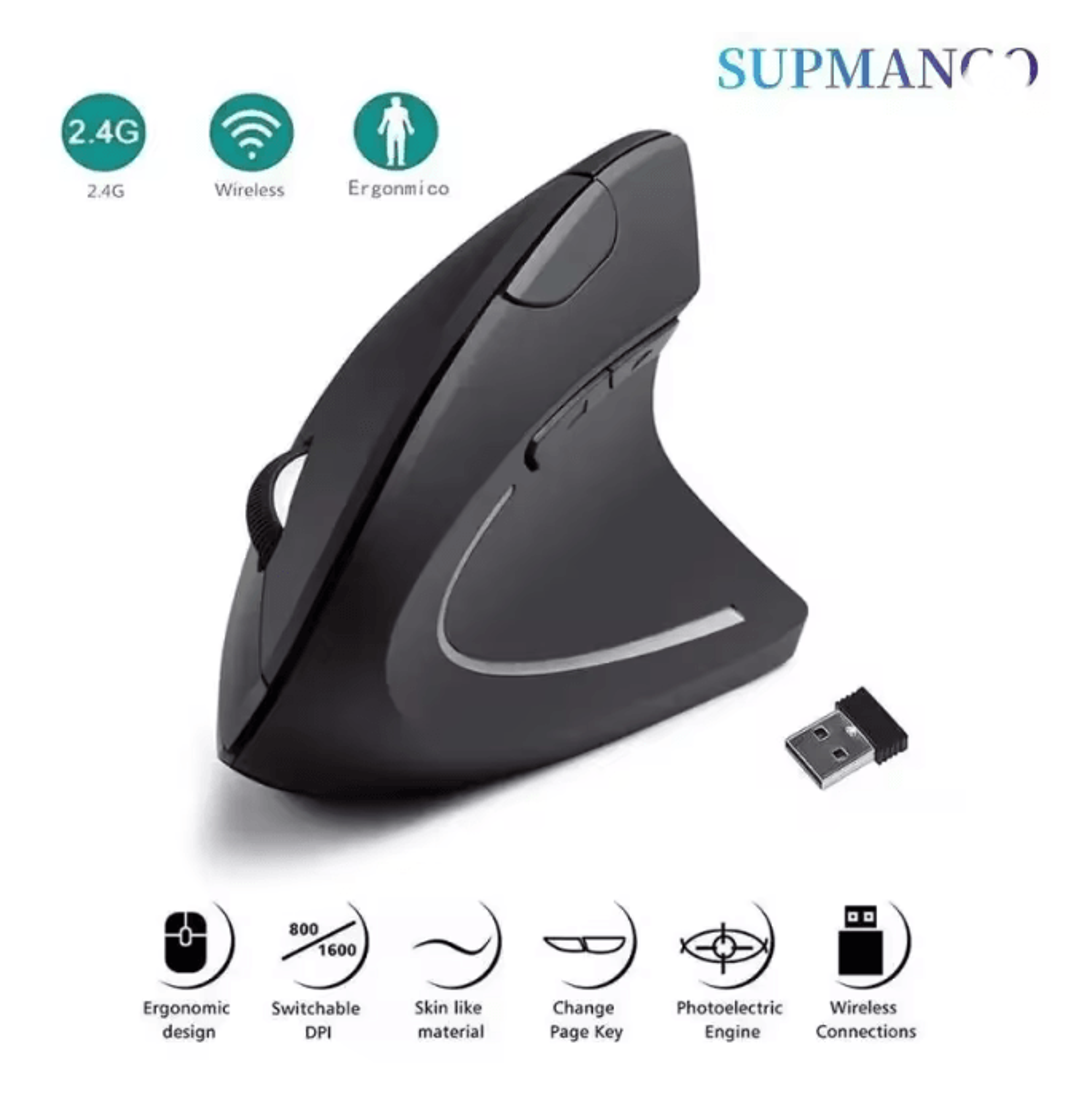 ergowave wireless vertical mouse