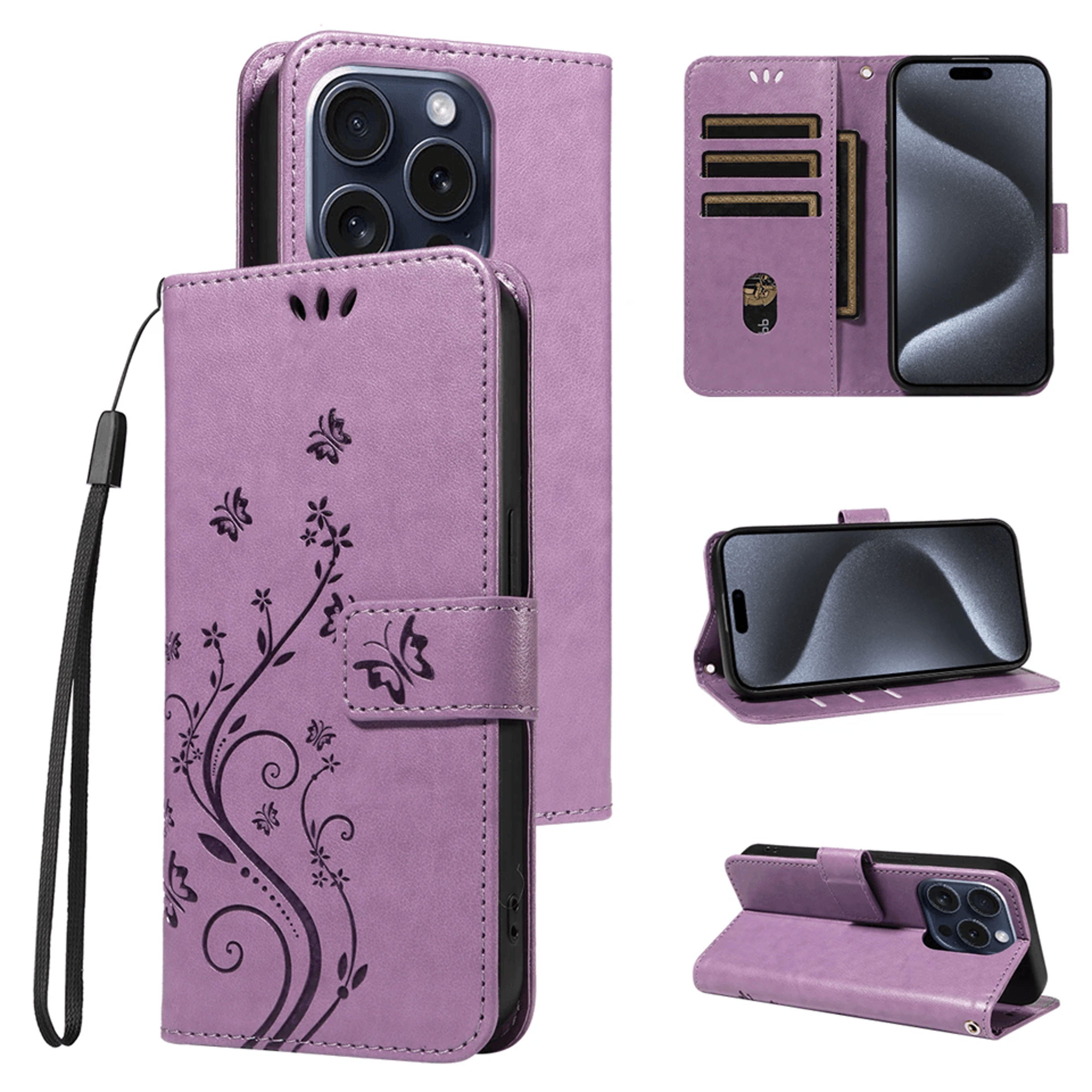 PU Leather Wallet Phone Case With Lanyard For Samsung Galaxy Flip Cover Card Holder 8