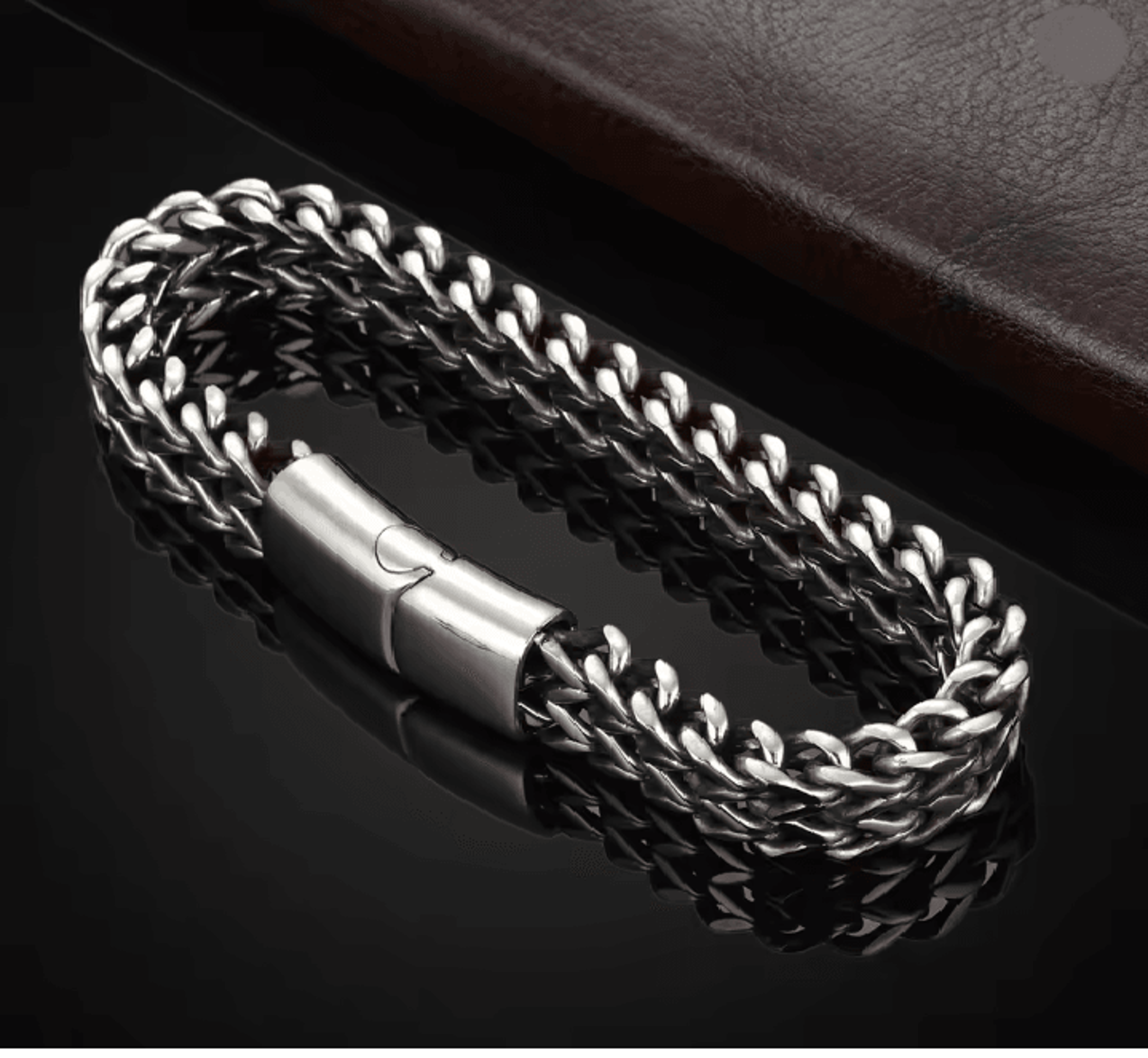 SteelWave Braided Magnetic Bracelet Stainless Steel Fish Scale Design 2
