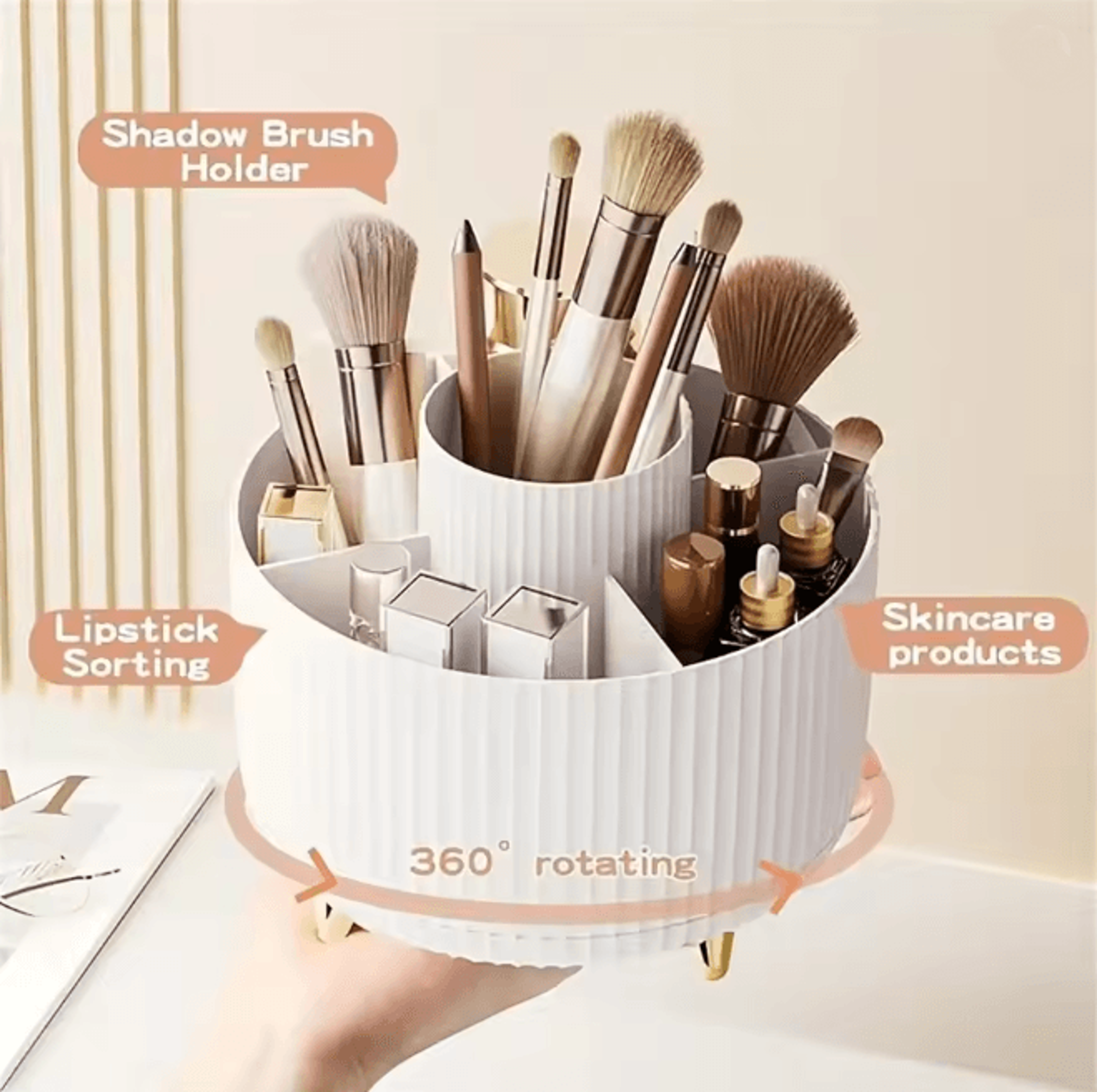 SpinGlow 360 Rotating Makeup Organizer Cosmetic Storage Holder 1