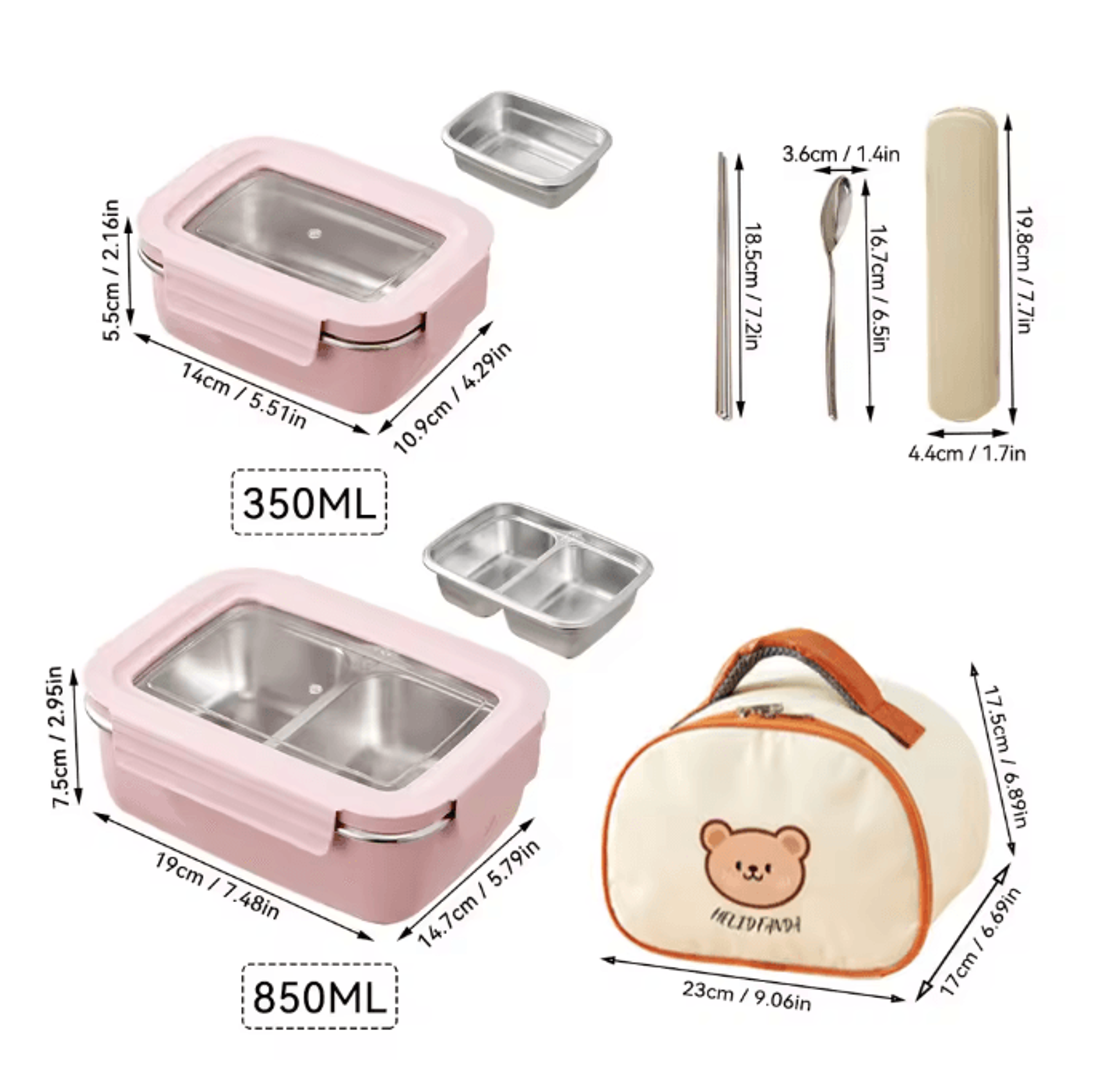 WORTHBUY Stainless Steel Bento Lunch Box Divided Sealed Food Container 14