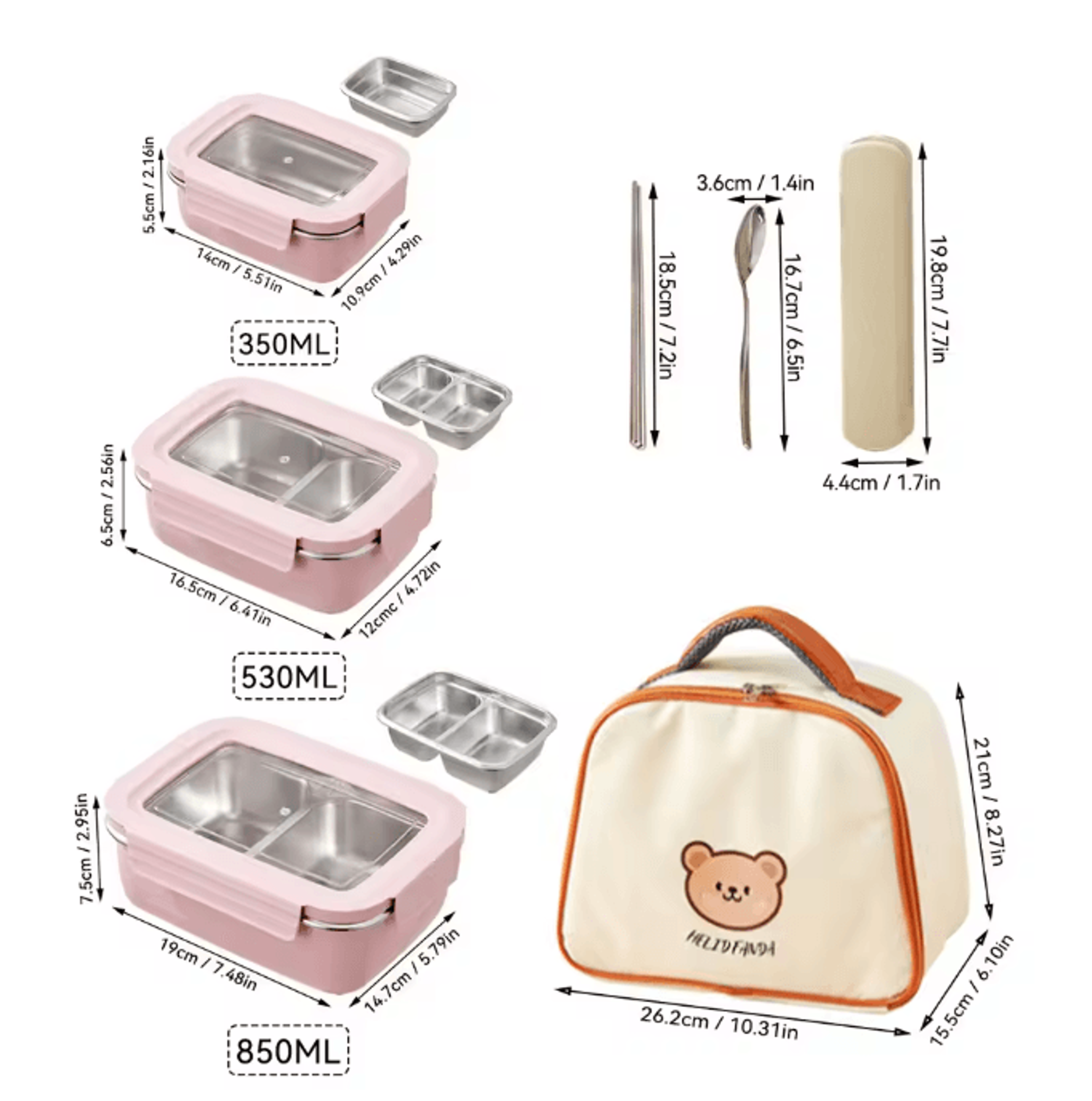 WORTHBUY Stainless Steel Bento Lunch Box Divided Sealed Food Container 19