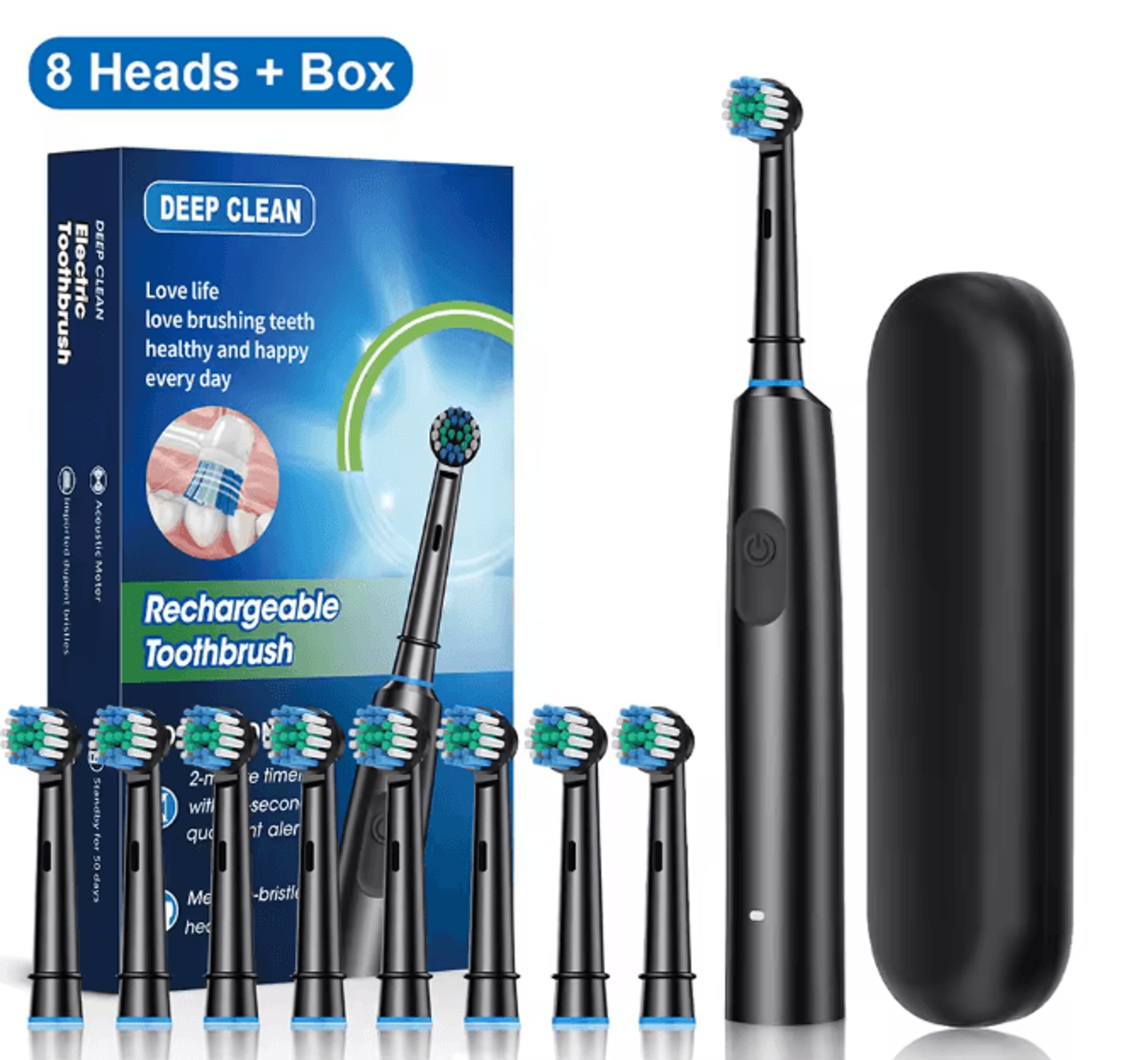 CleanSpin Pro Electric Toothbrush Rotary Rechargeable With Soft Brush Heads 7