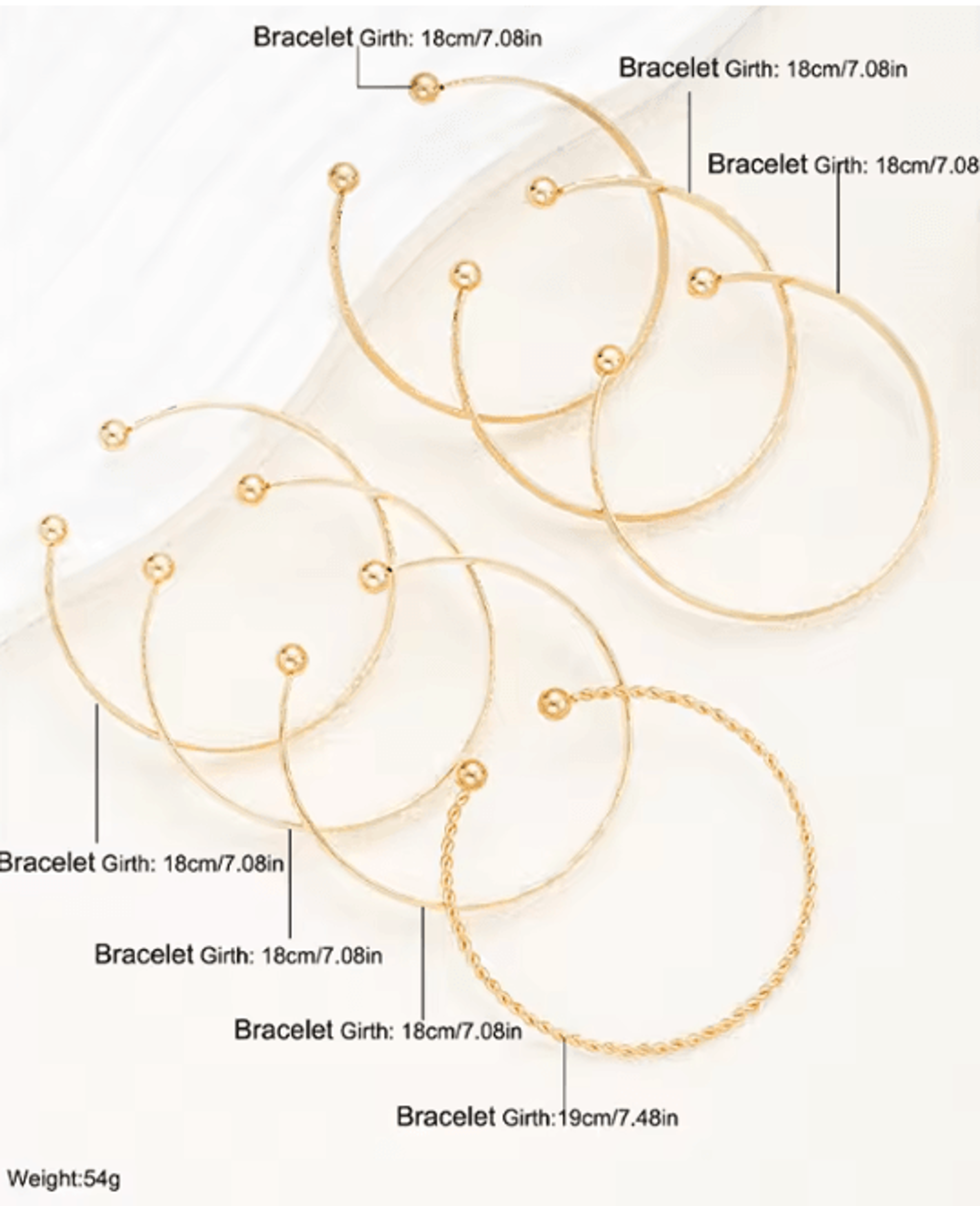 GoldPunk Heart Bracelet Set Womens Street Style Bangles 3