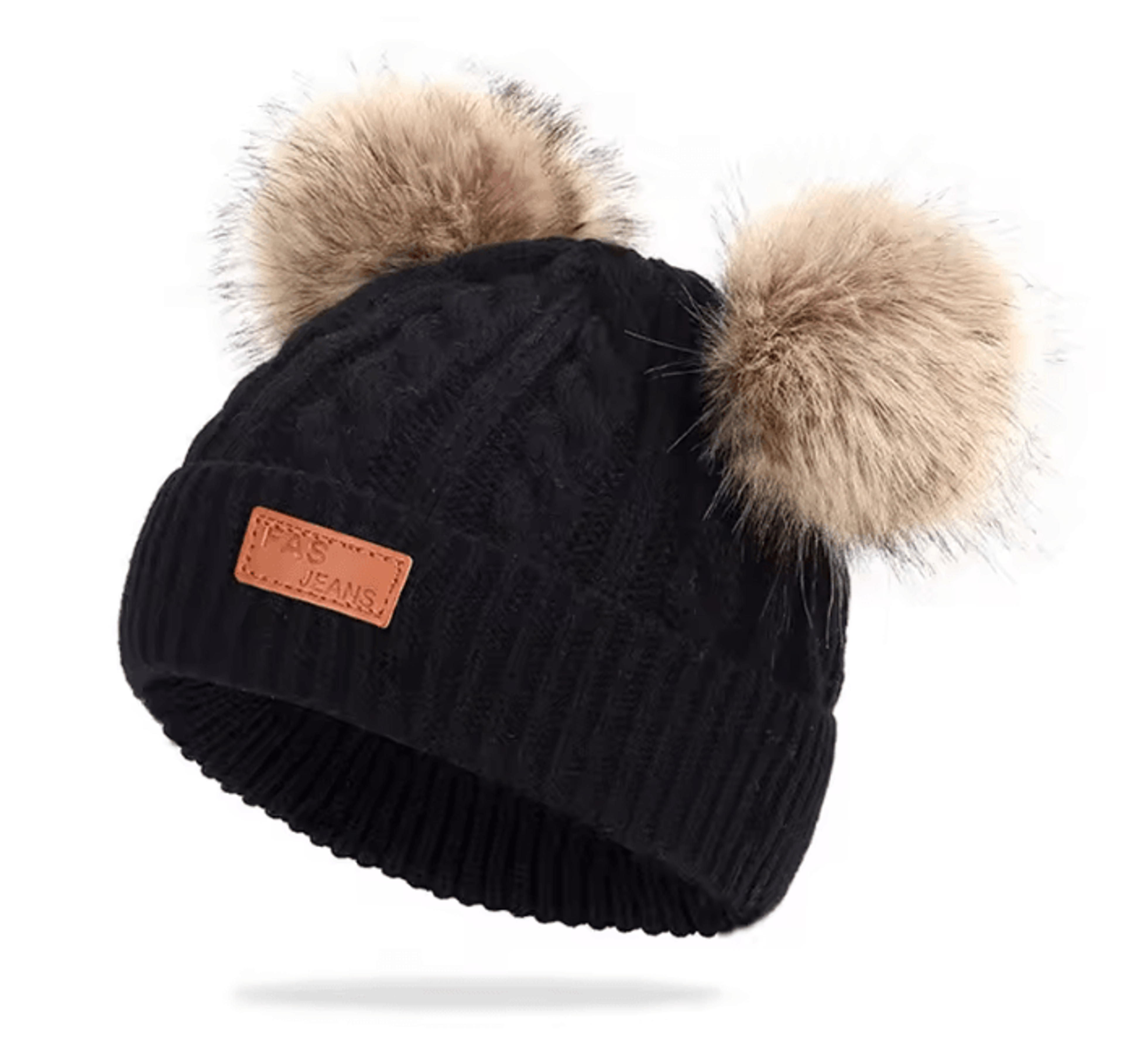 PomPom Cozy Kids Knit Beanie Double Wool Hat For Boys And Girls 5