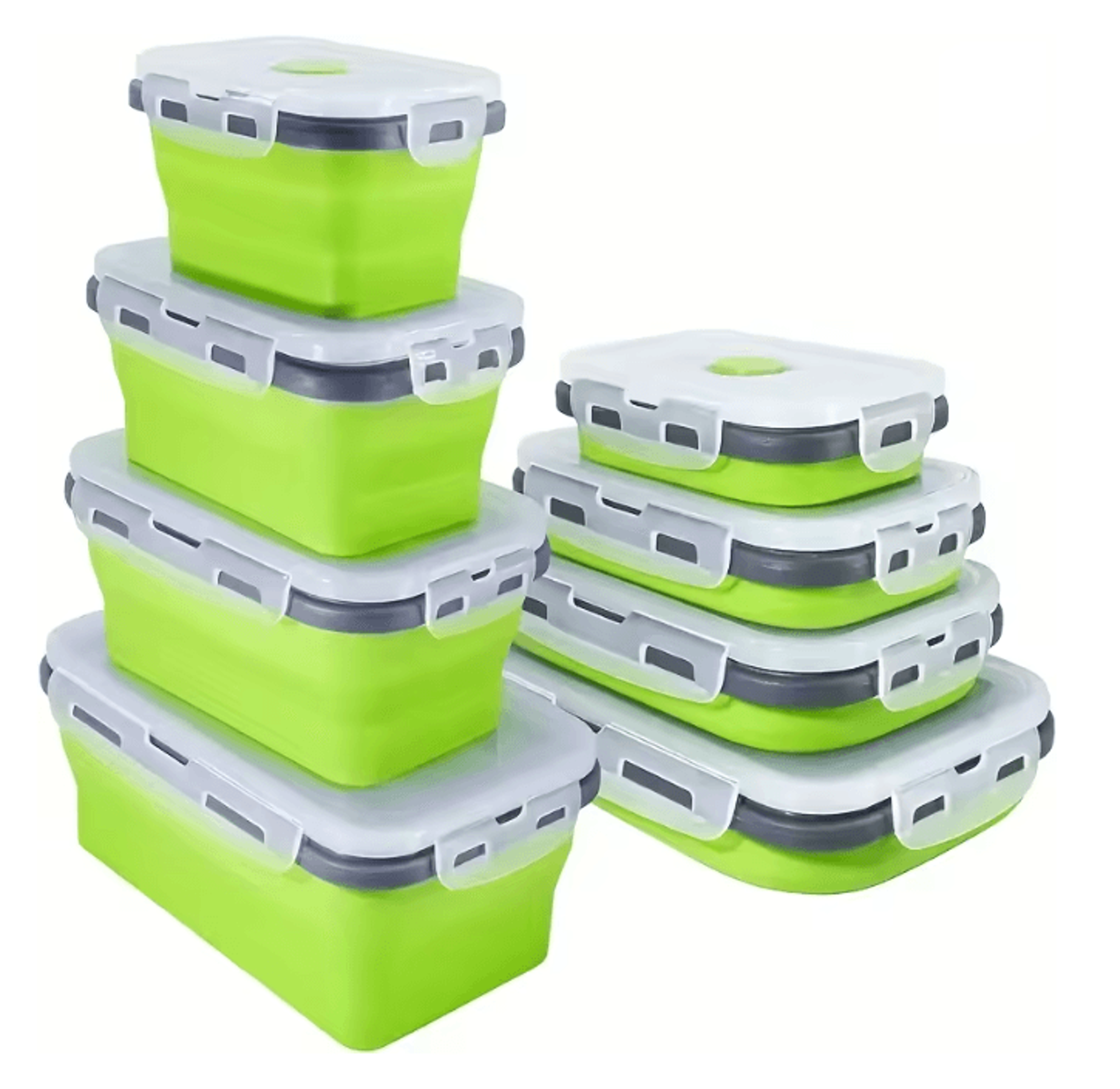 Collapsible Silicone Food Storage Container Stackable Lunch Box Set 0