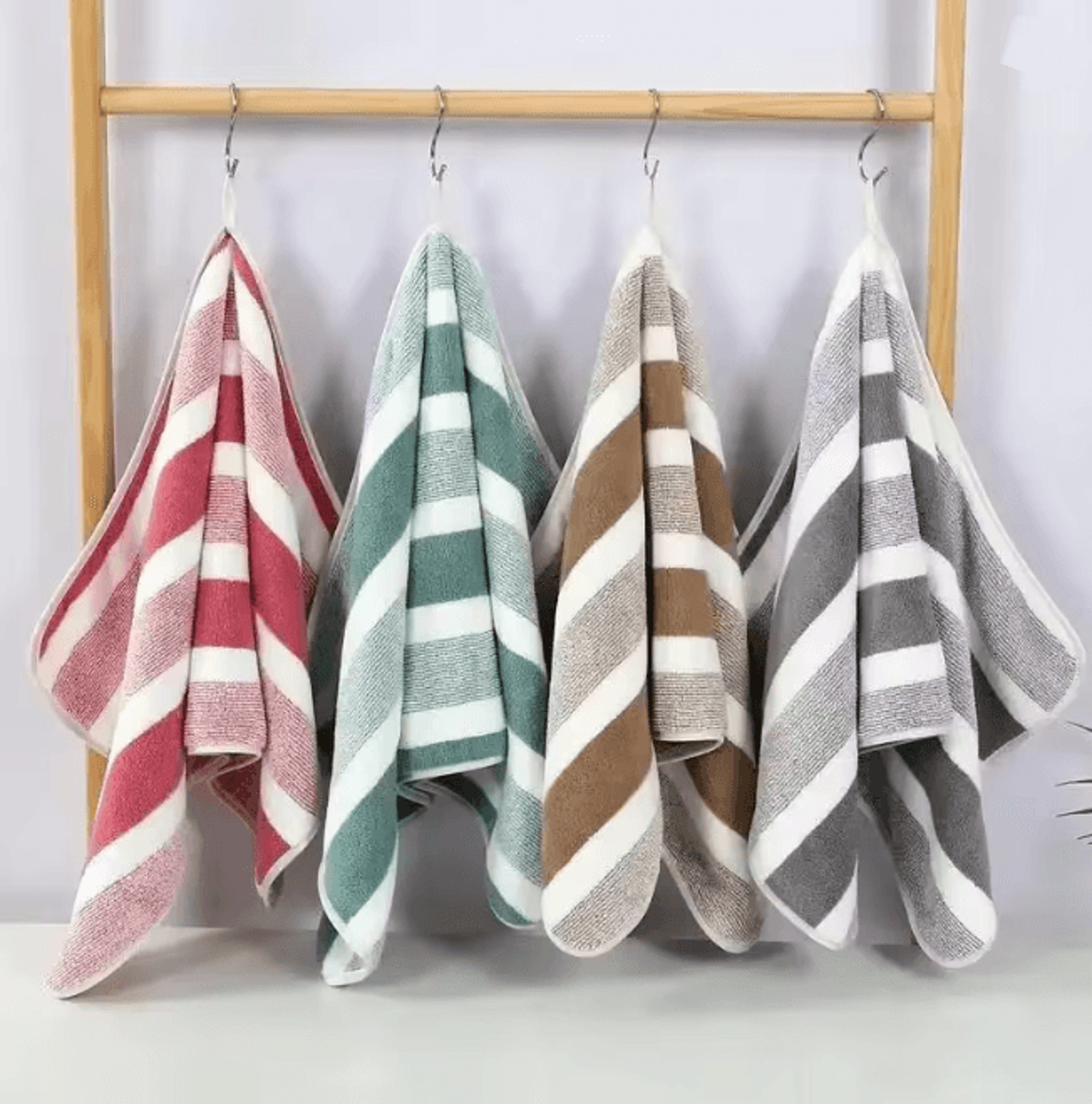 striped quick dry towel set soft absorbent bath and face towels