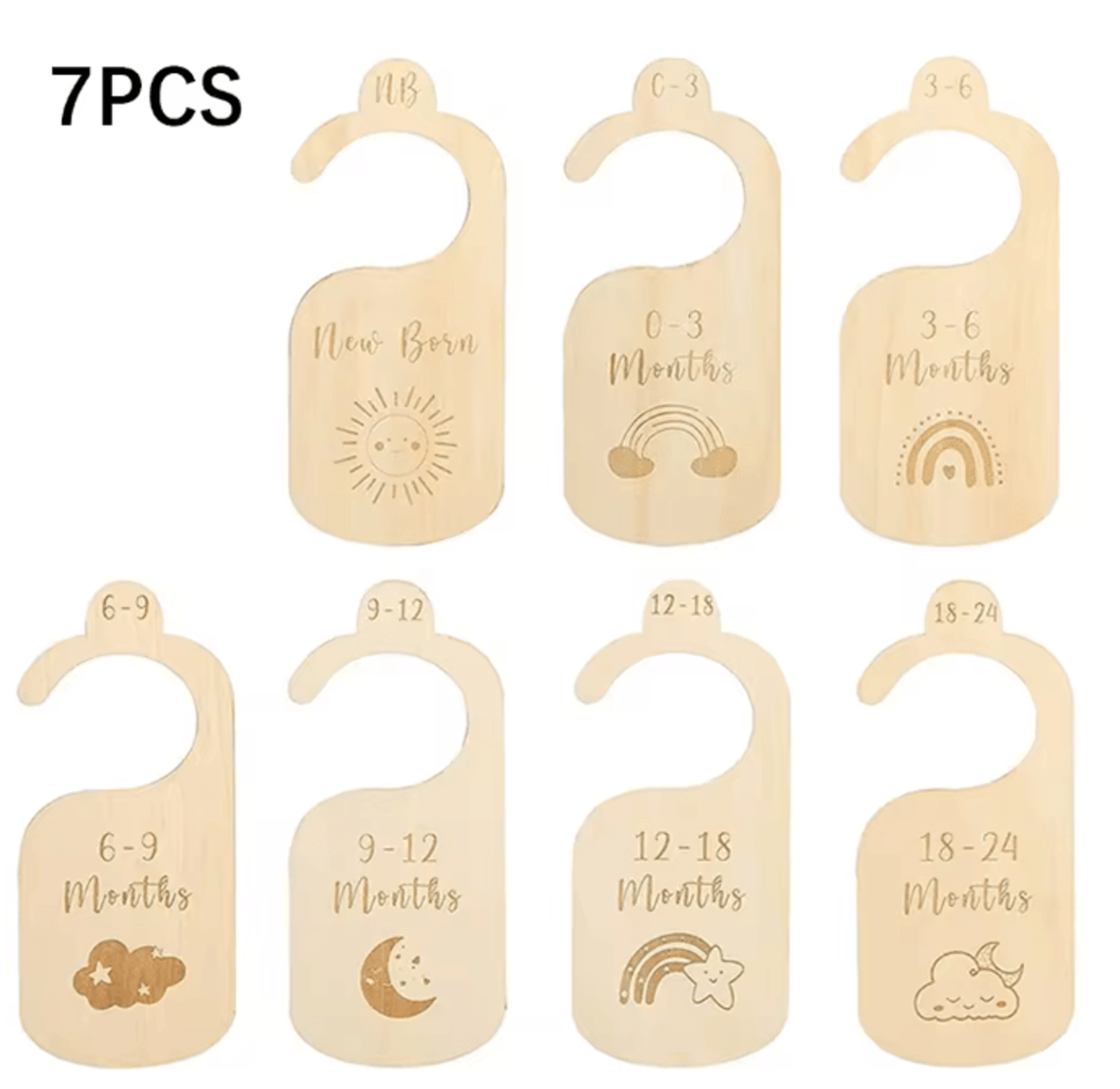Wooden Baby Monthly Milestone Cards Newborn Photography Props Set 4