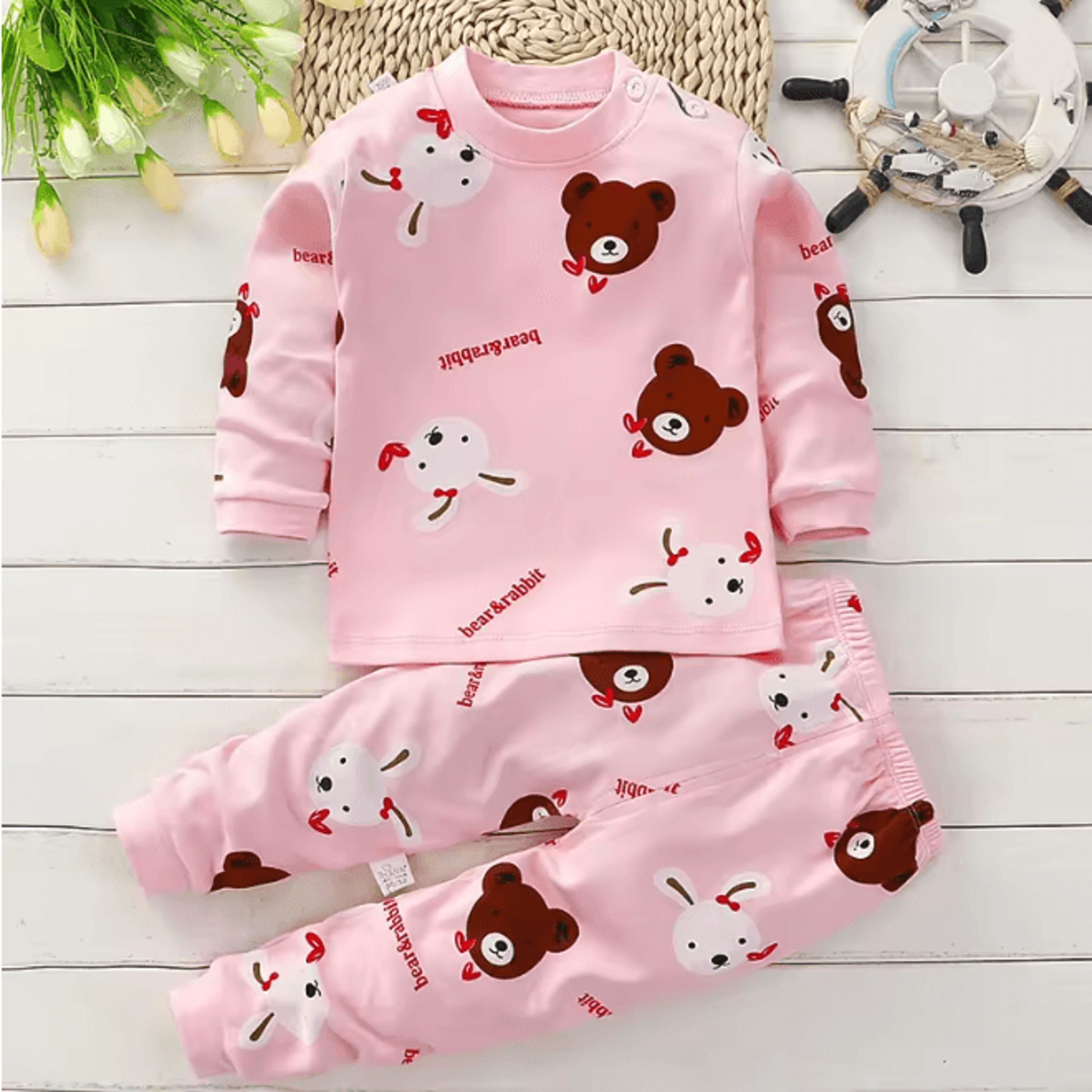 Kids Cotton Sleepwear Set Warm Autumn Winter Pajamas For Boys And Girls 13