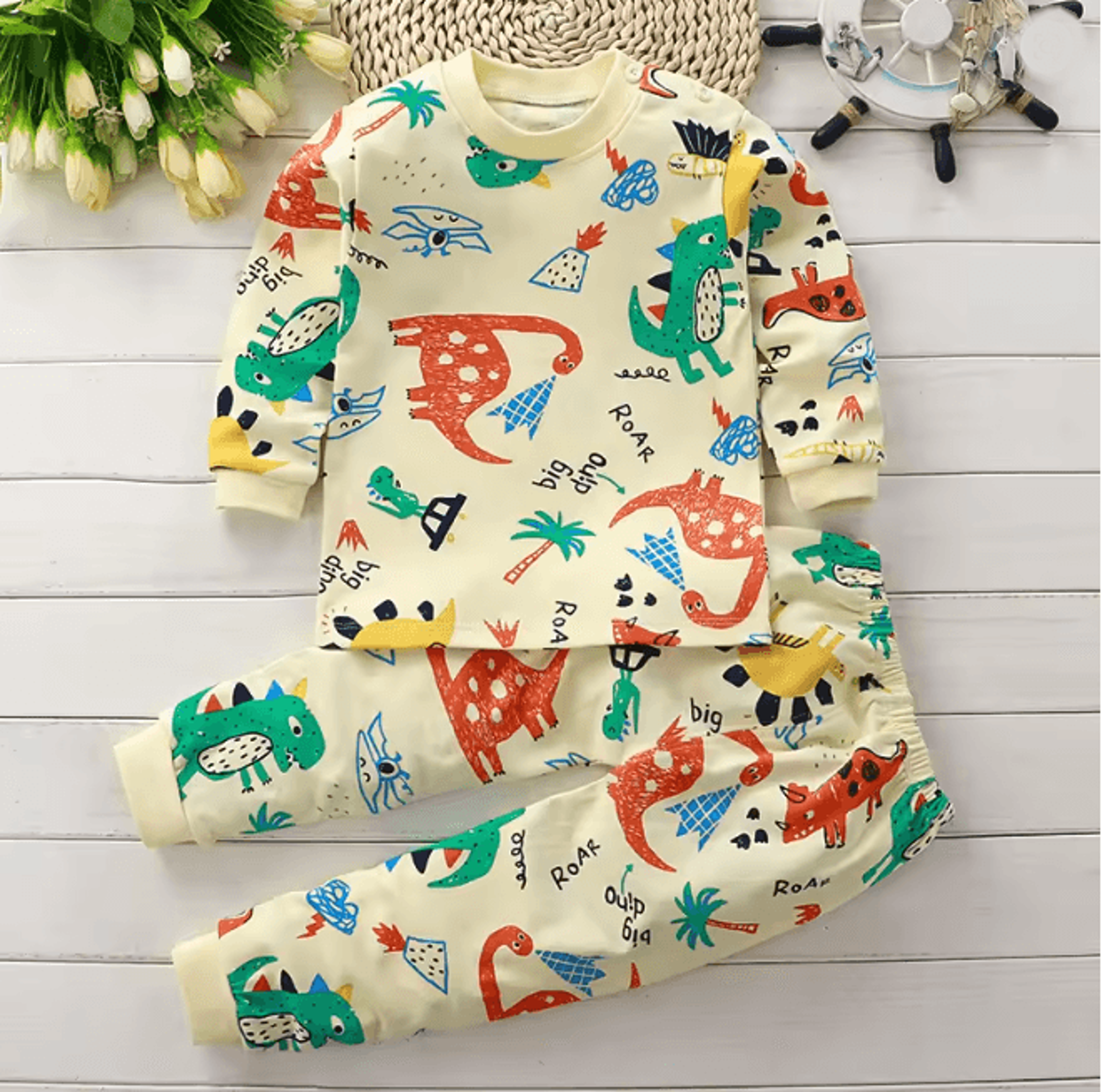 Kids Cotton Sleepwear Set Warm Autumn Winter Pajamas For Boys And Girls 15
