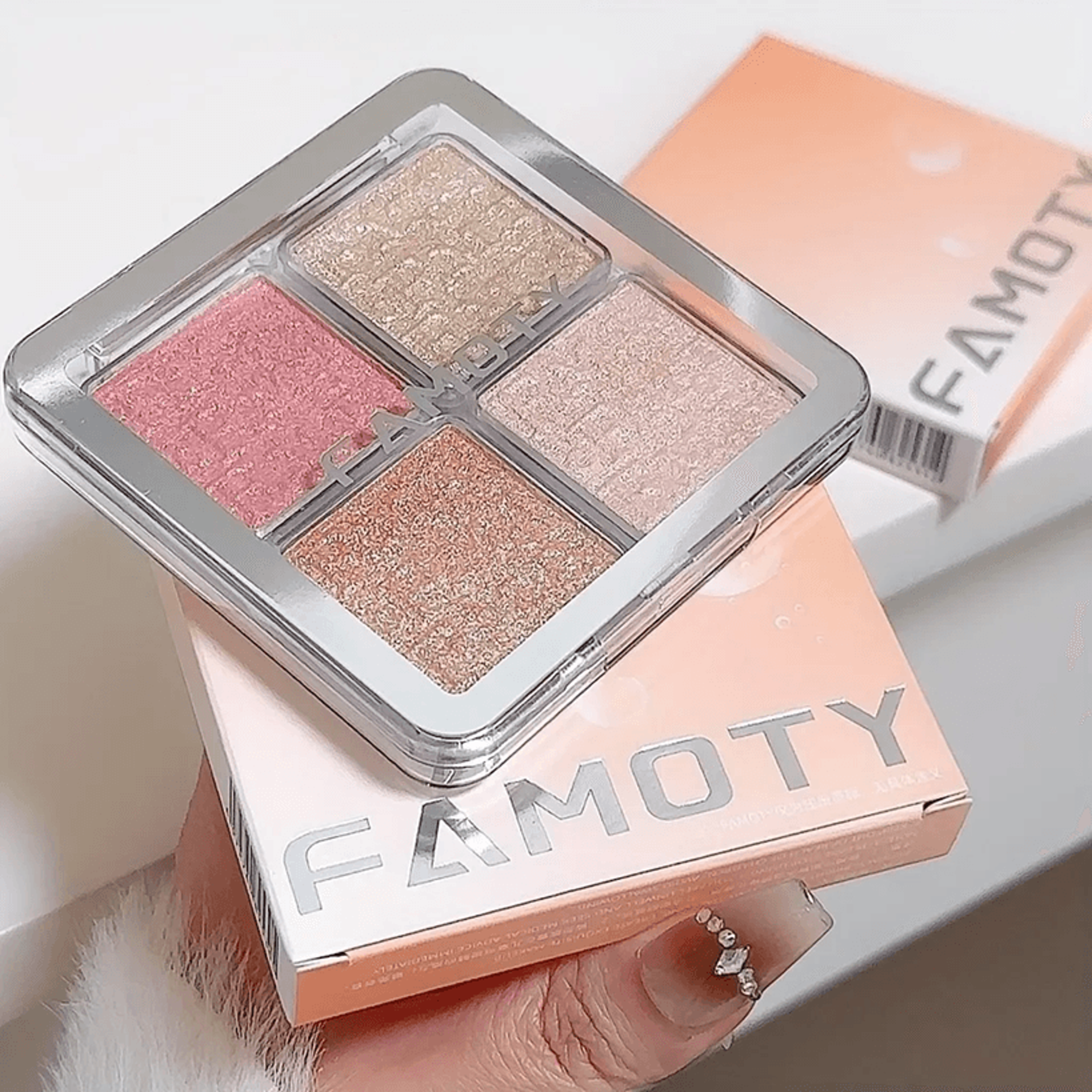 Four Color Face Highlighter Palette Natural Glow Shimmer Finish 1