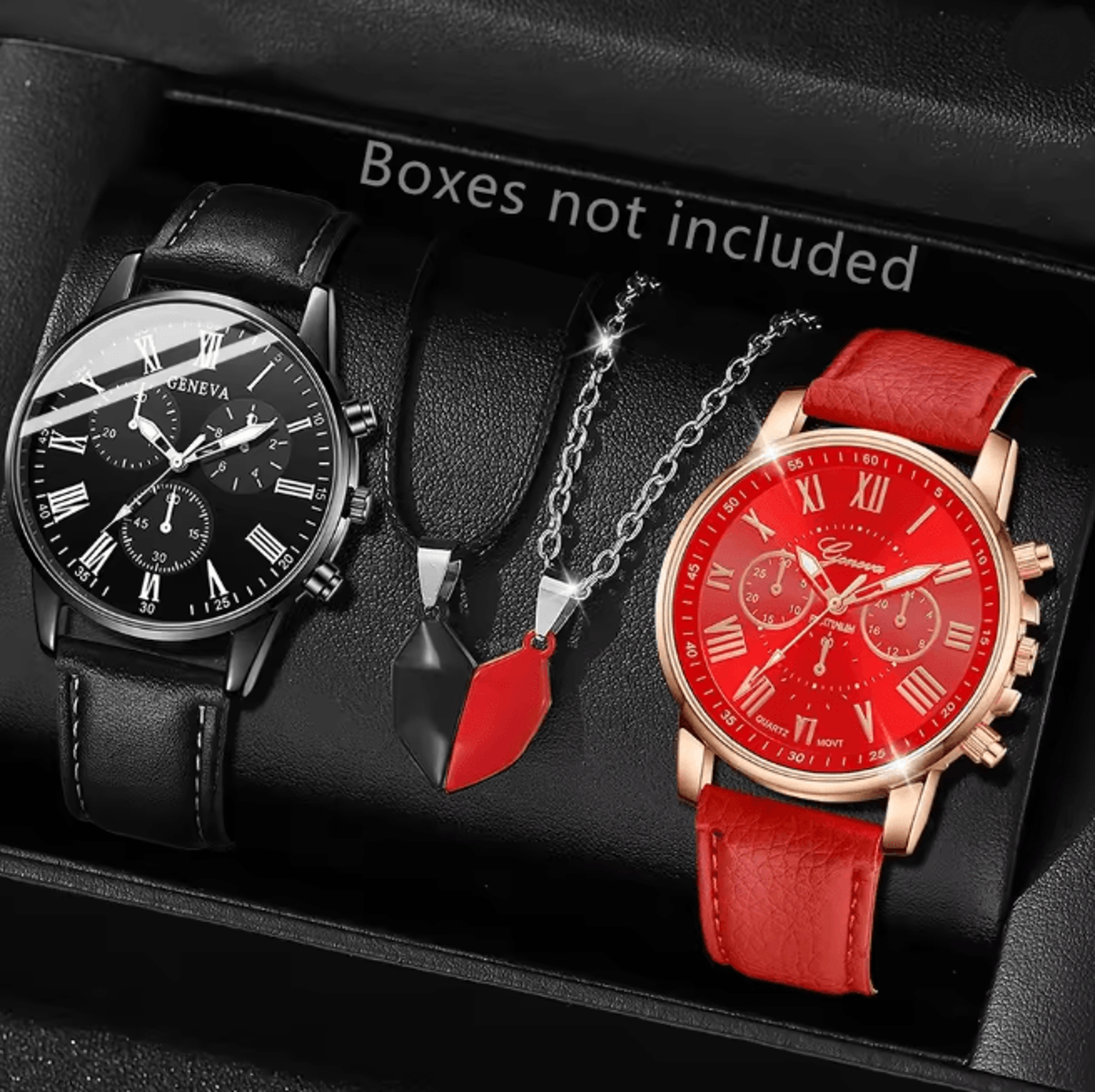 Couple Leather Quartz Watch Set Simple Casual Dial 10
