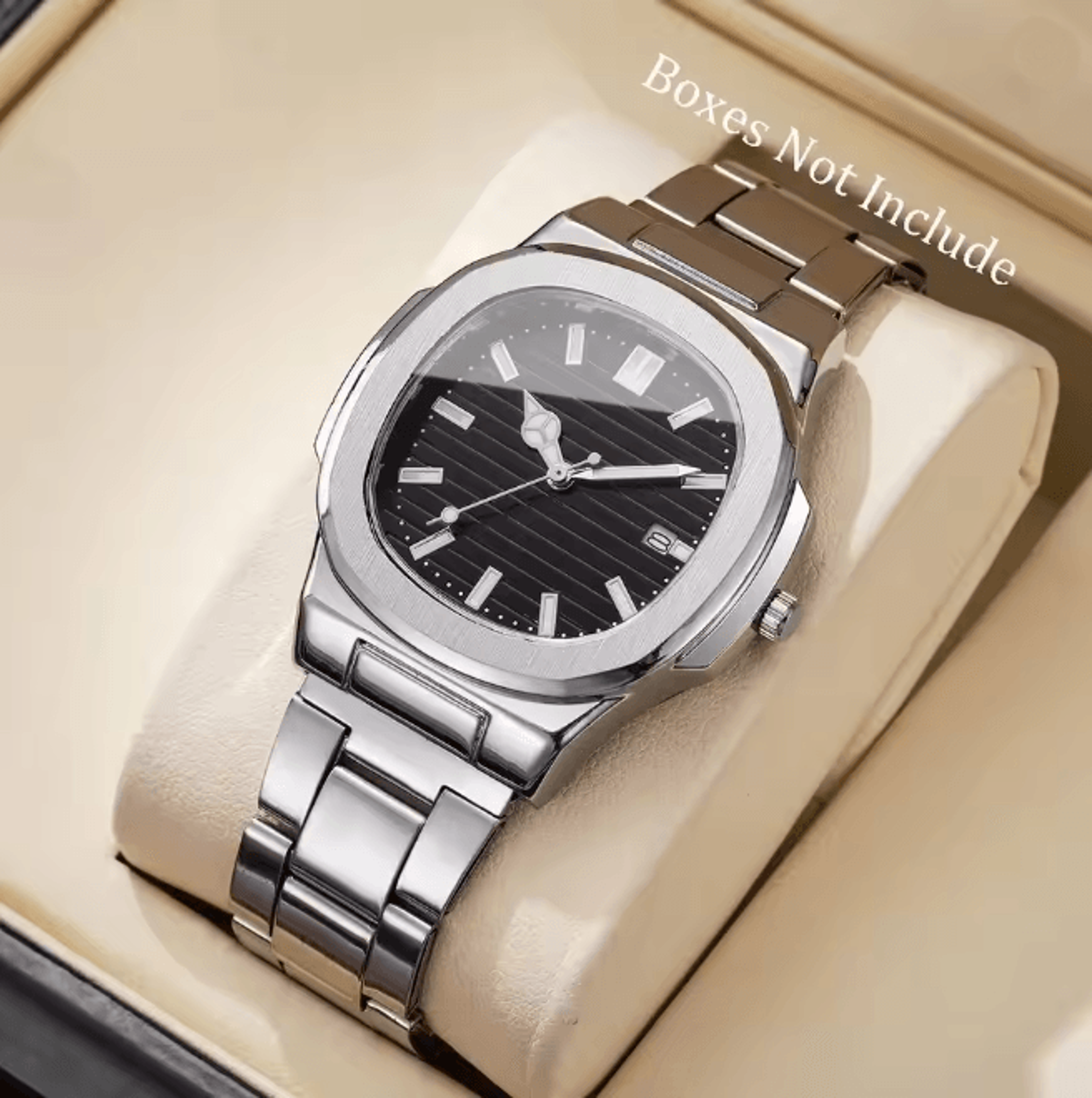 Luxury Square Dial Mens Quartz Watch Stainless Steel Business Style 9